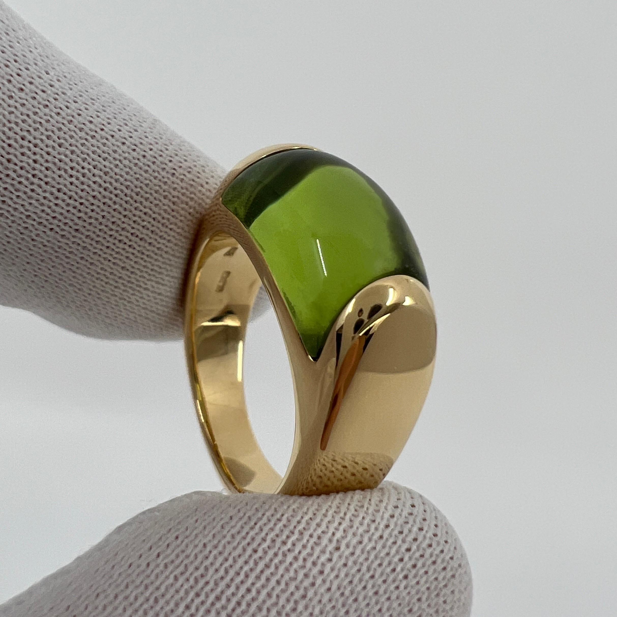 Rare Bvlgari Bulgari Tronchetto 18k Yellow Gold Green Peridot Ring with Box 6