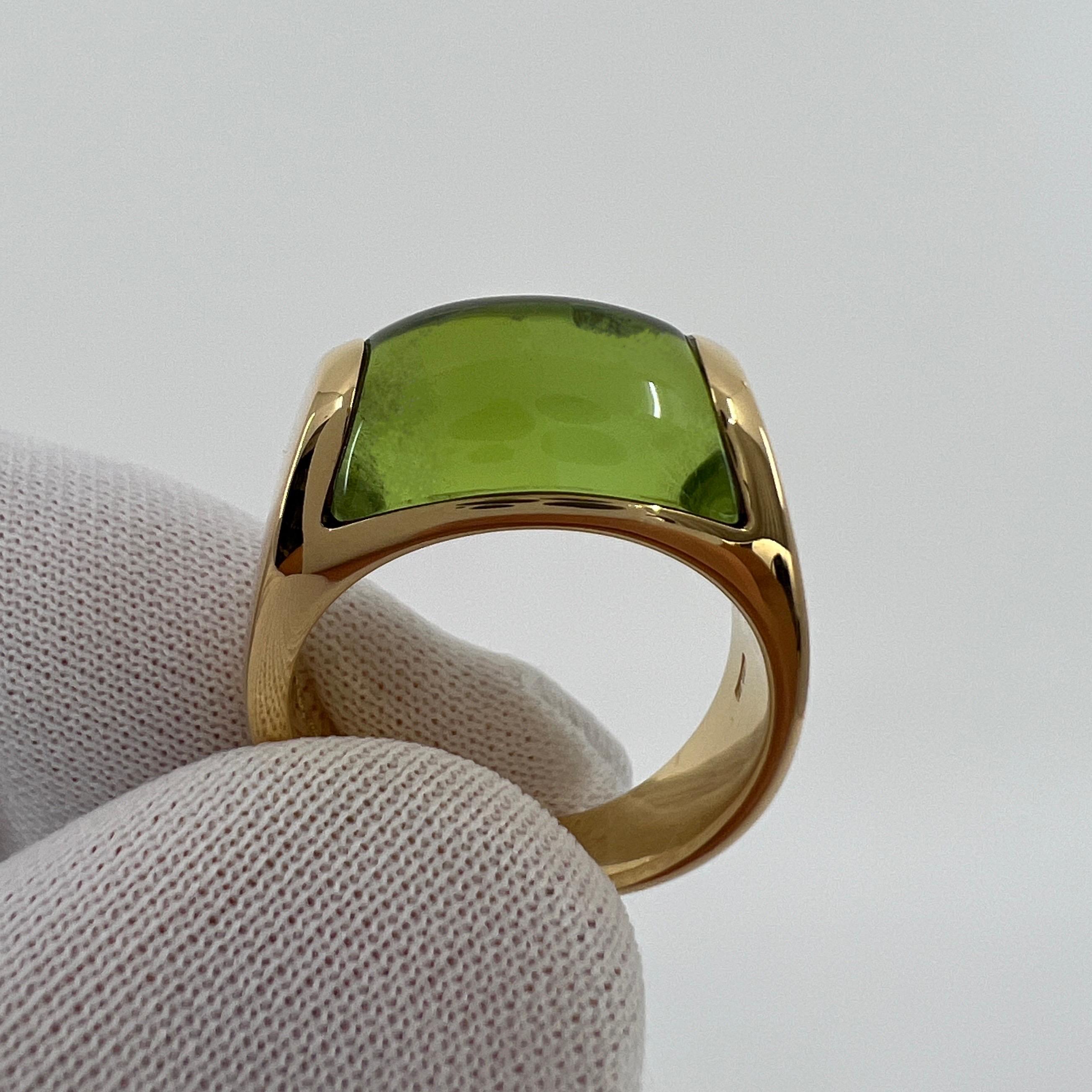 Rare Bvlgari Bulgari Tronchetto 18k Yellow Gold Green Peridot Ring with Box 2