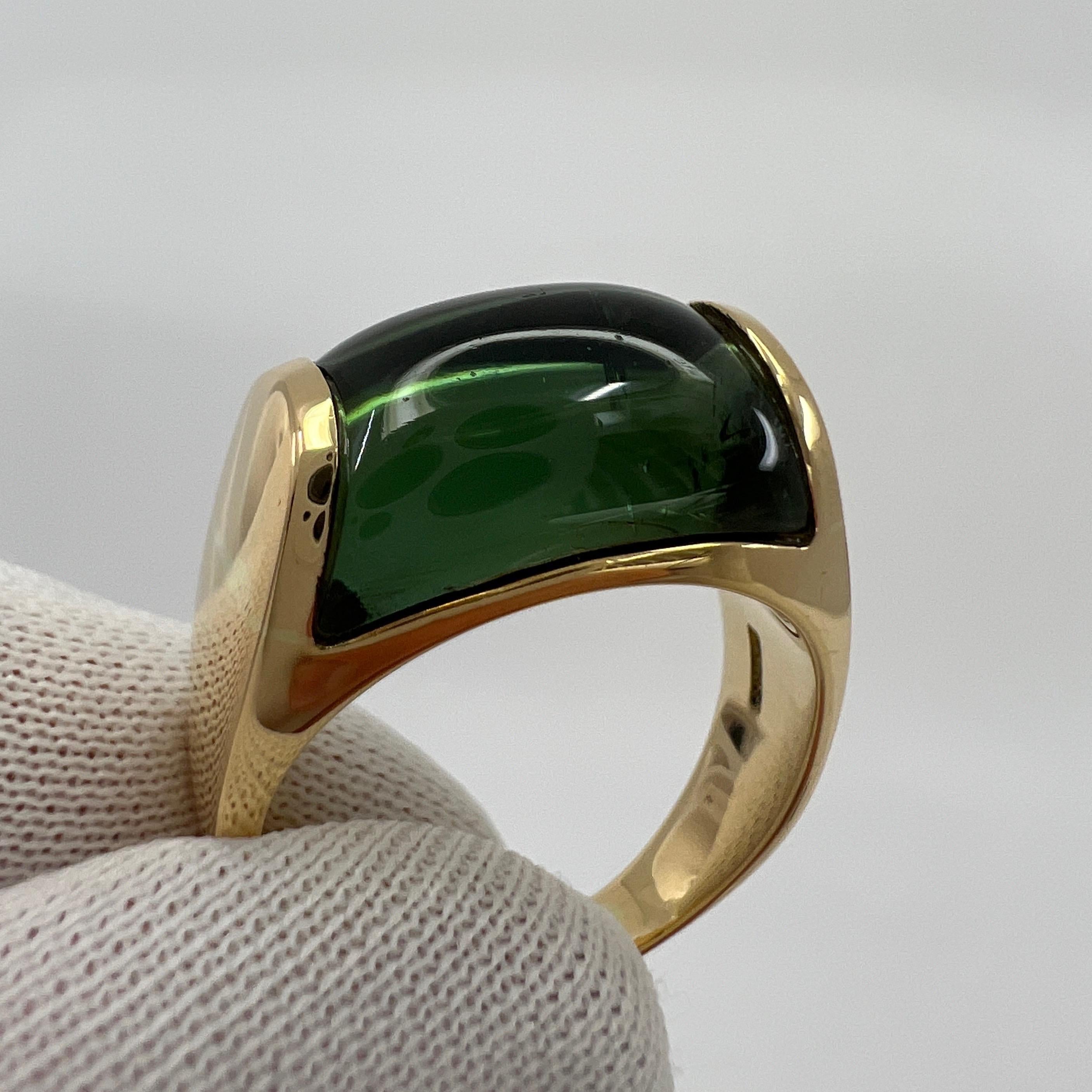 Seltener Bvlgari Bulgari Tronchetto Ring aus 18 Karat Gelbgold mit grünem Turmalin in Schachtel 5