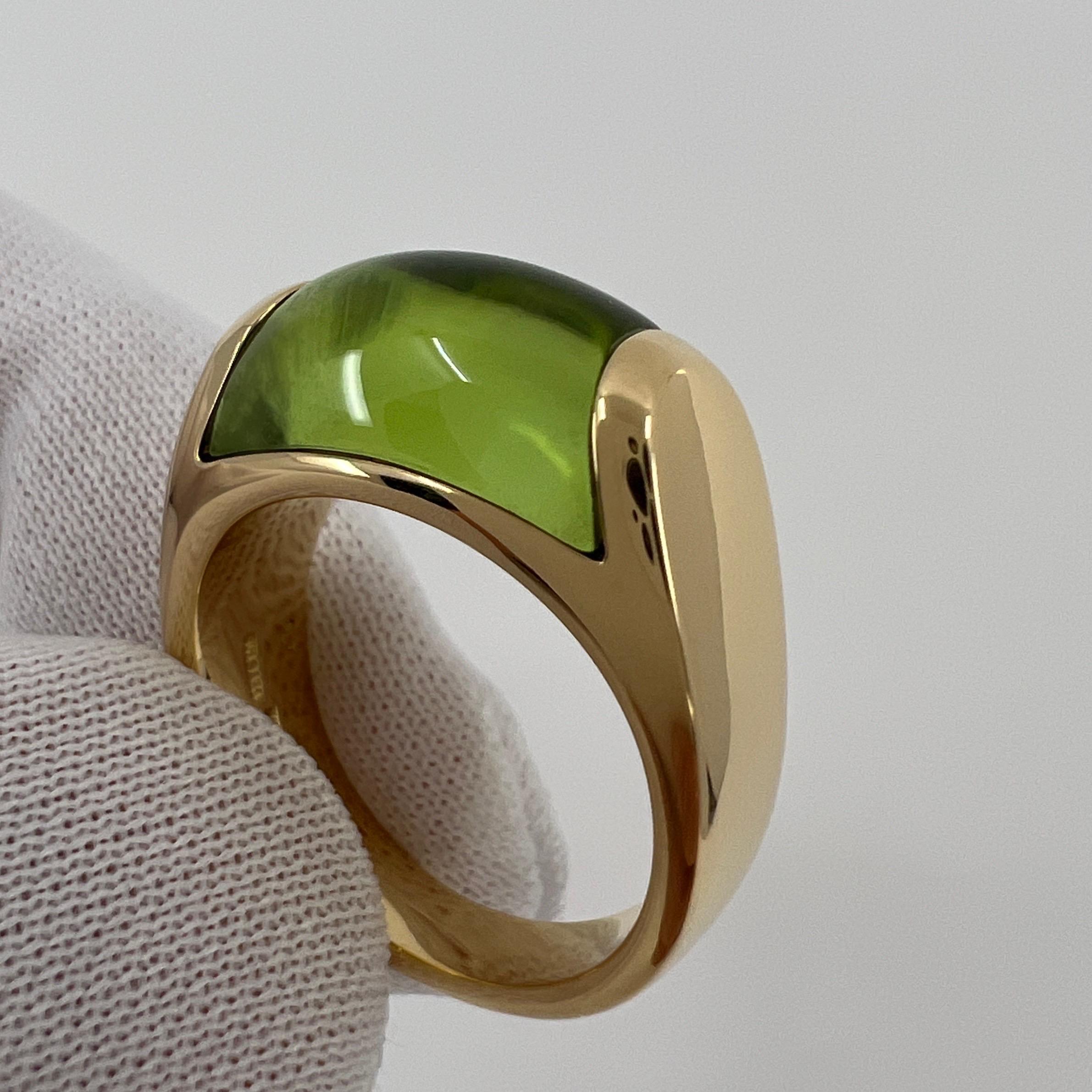 Rare Bvlgari Bulgari Tronchetto 18k Yellow Gold Green Tourmaline Ring with Box 3