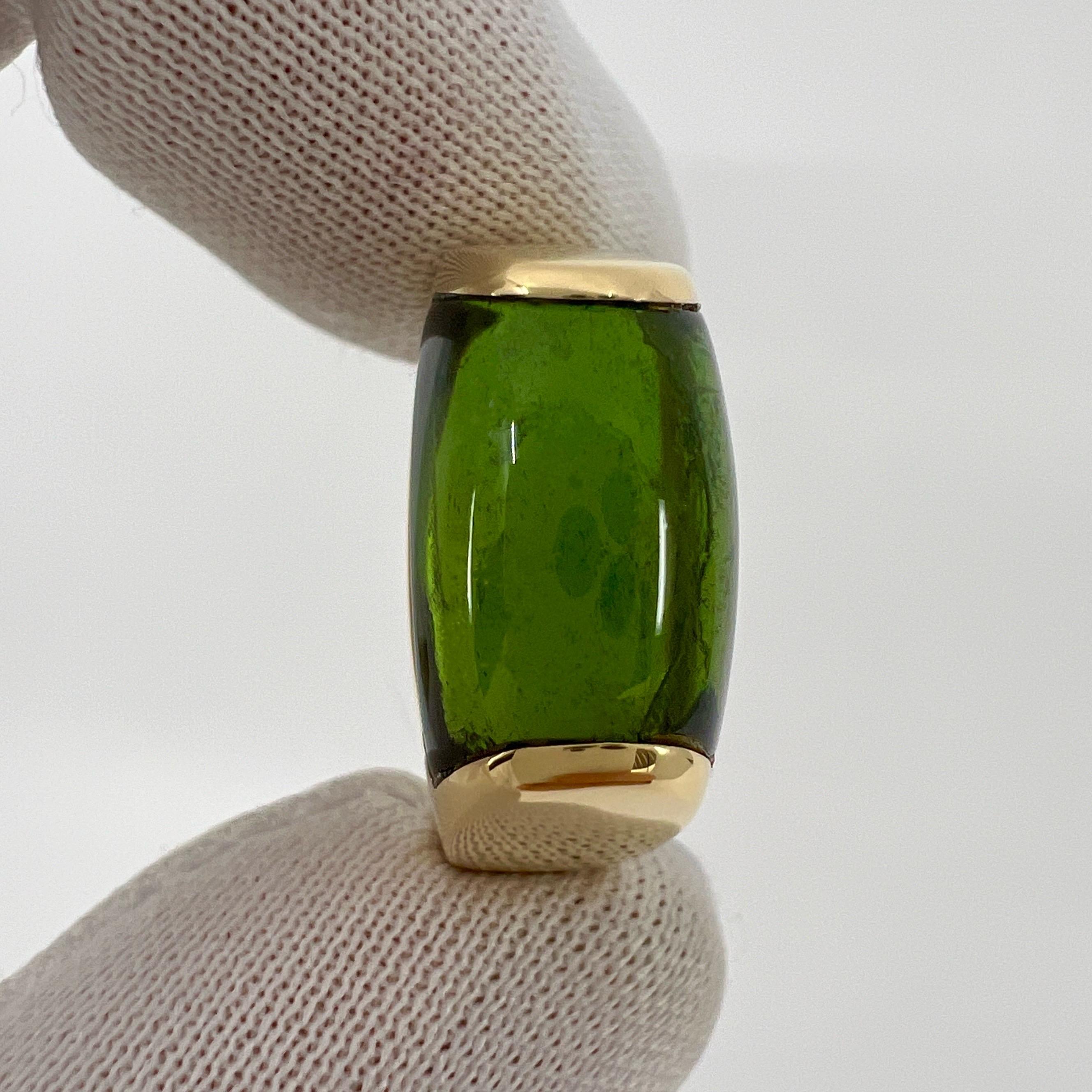 Raro Anillo Bvlgari Bulgari Tronchetto Oro Amarillo 18k Turmalina Verde con Caja 6