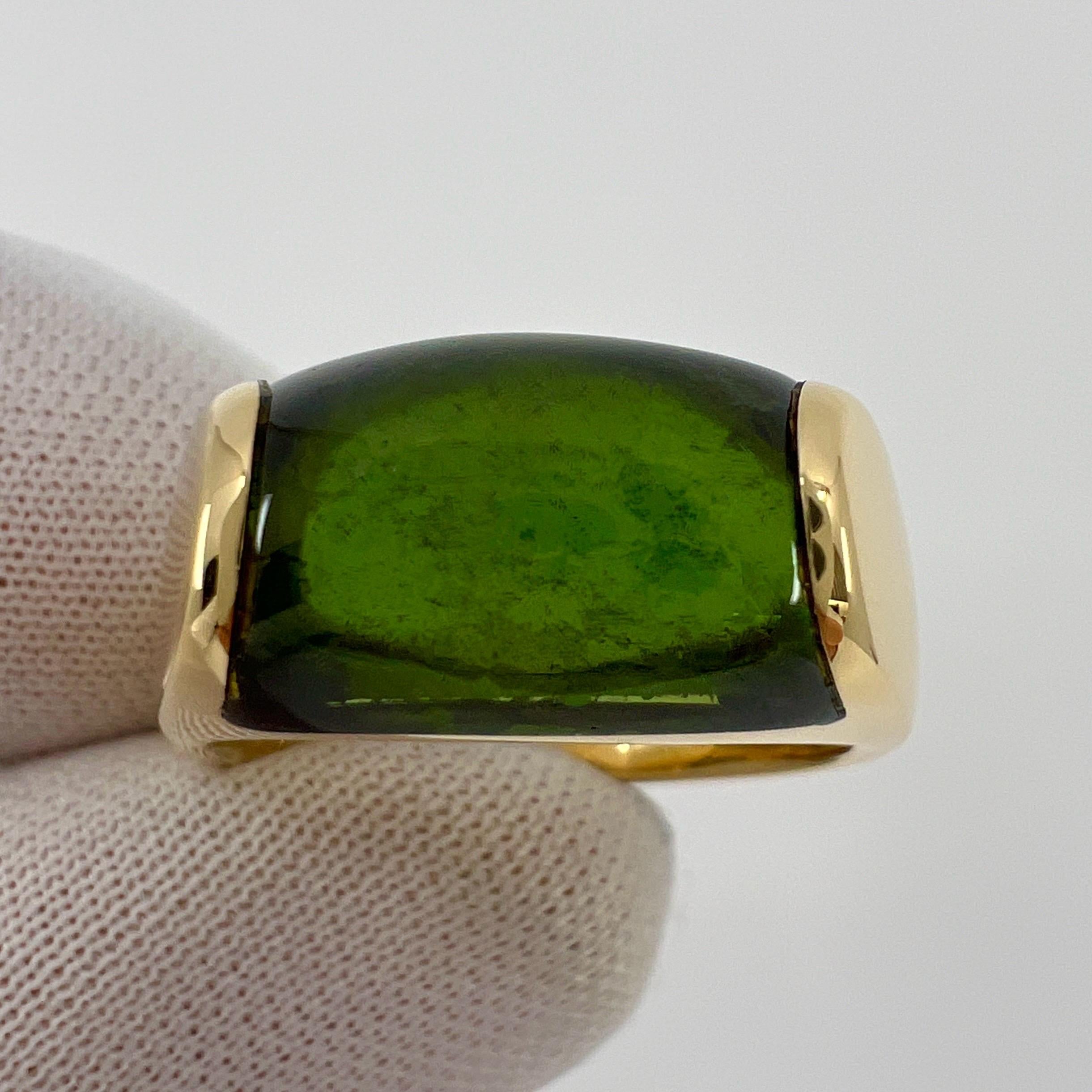 Raro Anillo Bvlgari Bulgari Tronchetto Oro Amarillo 18k Turmalina Verde con Caja 7