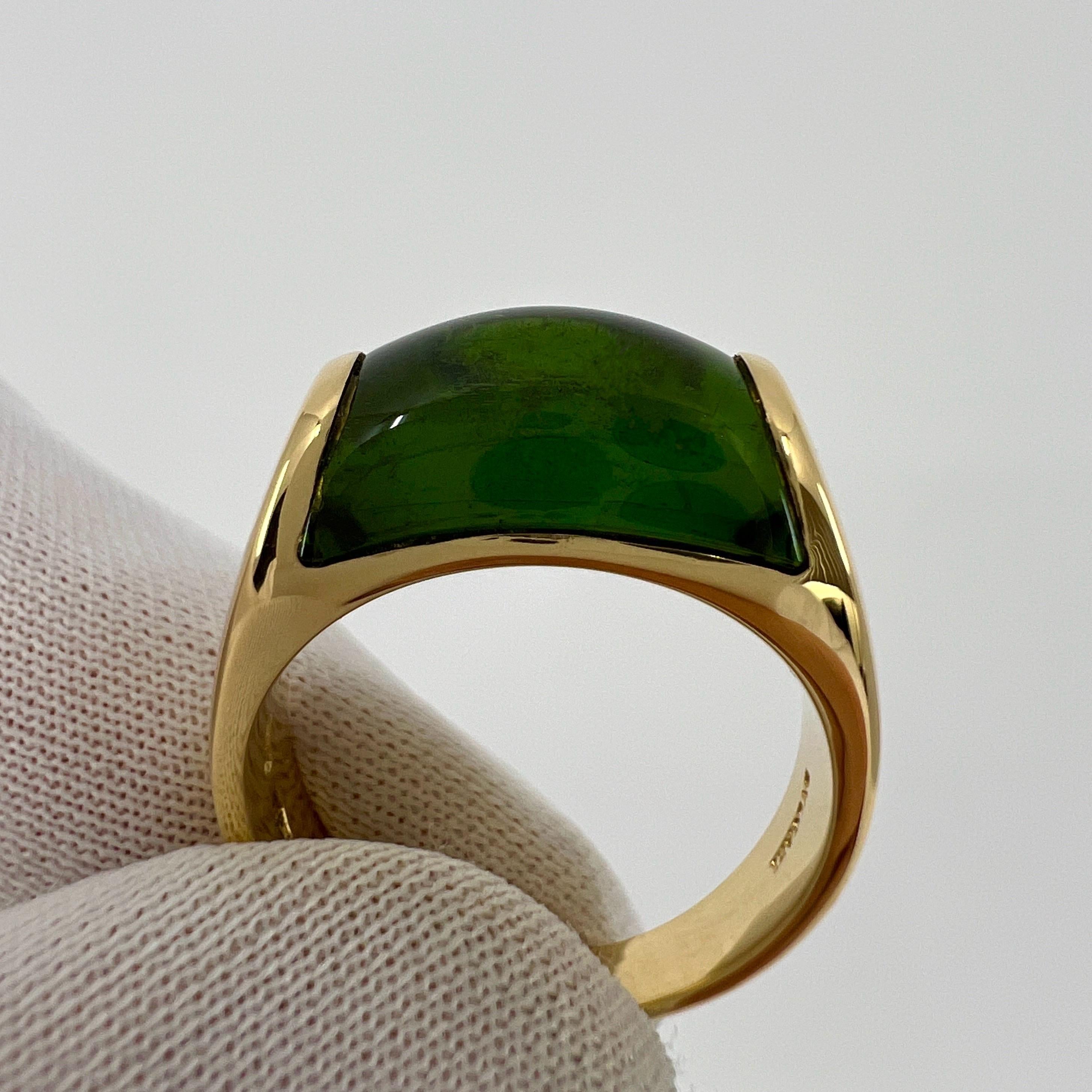 Raro Anillo Bvlgari Bulgari Tronchetto Oro Amarillo 18k Turmalina Verde con Caja en Bueno Estado en Birmingham, GB