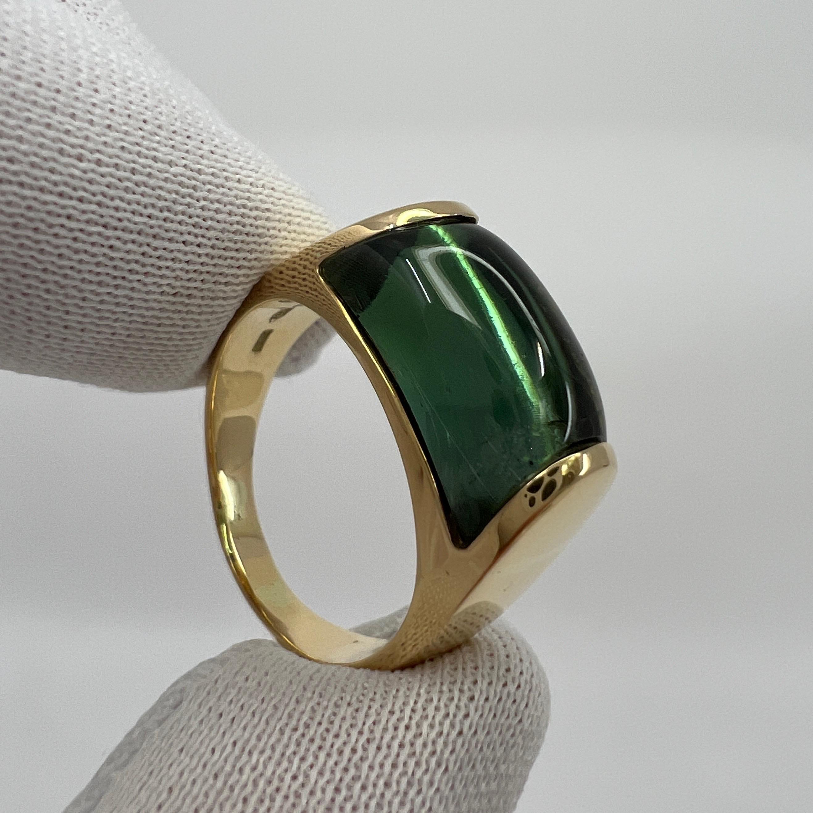Seltener Bvlgari Bulgari Tronchetto Ring aus 18 Karat Gelbgold mit grünem Turmalin in Schachtel 1