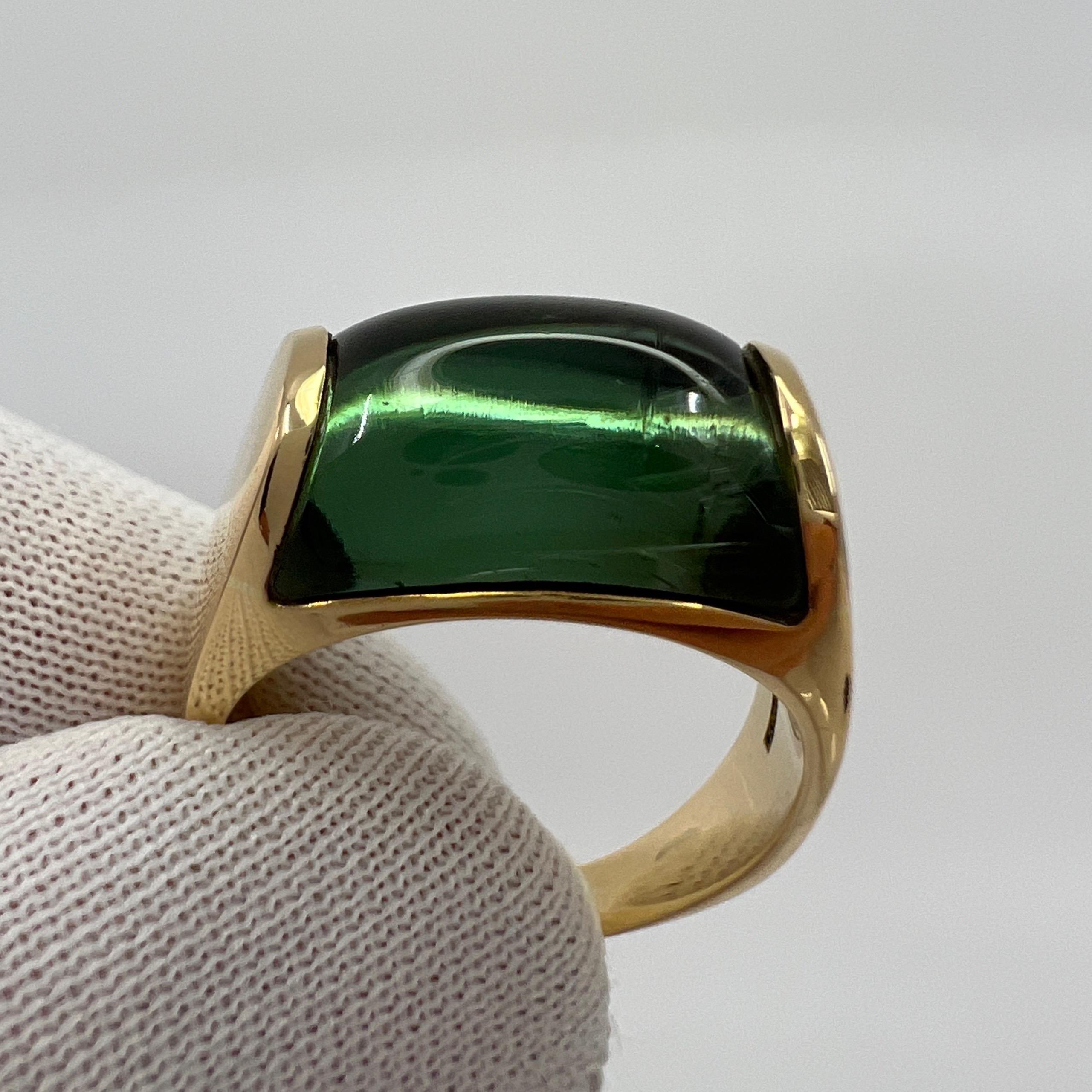 Seltener Bvlgari Bulgari Tronchetto Ring aus 18 Karat Gelbgold mit grünem Turmalin in Schachtel 2