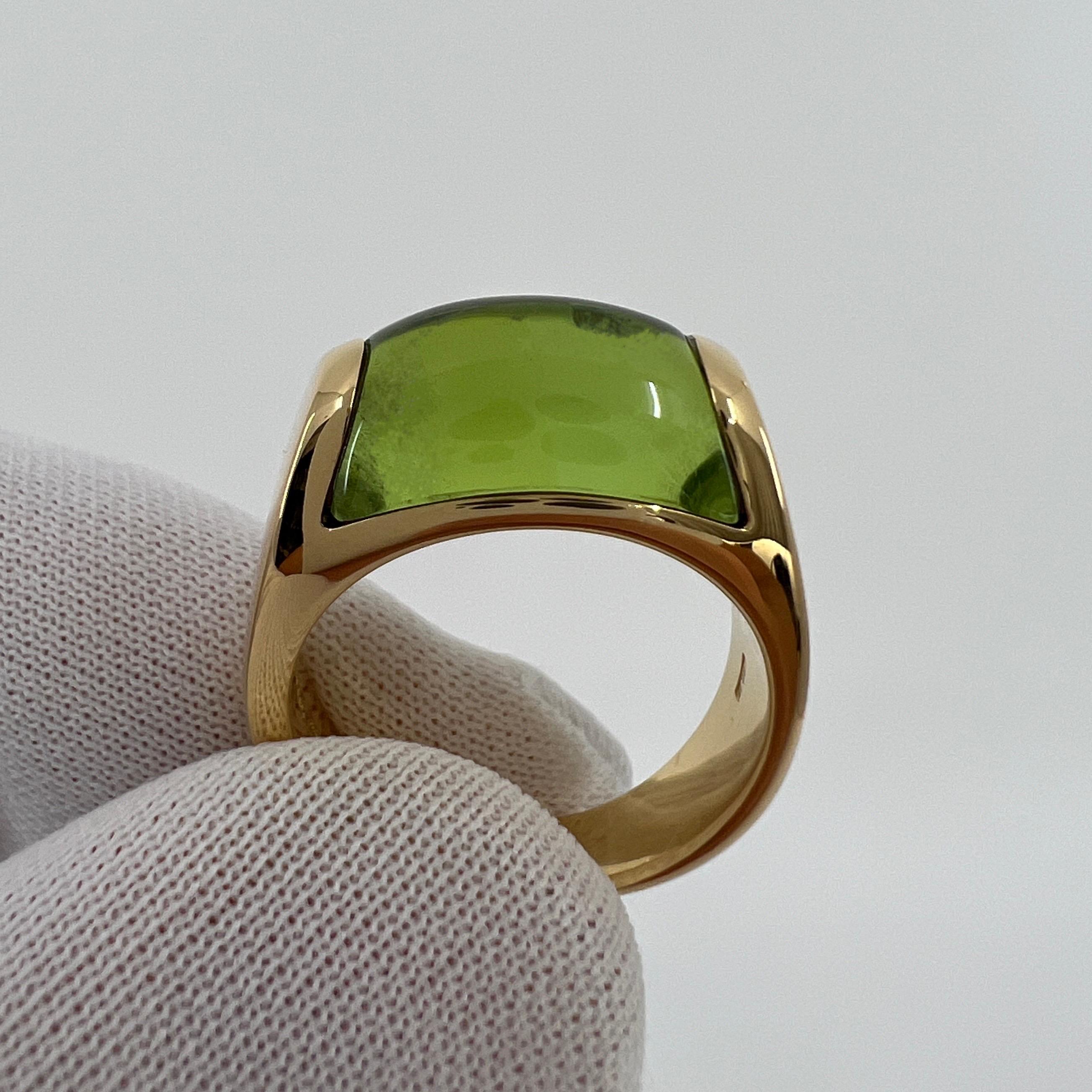Rare Bvlgari Bulgari Tronchetto 18k Yellow Gold Green Tourmaline Ring with Box 1