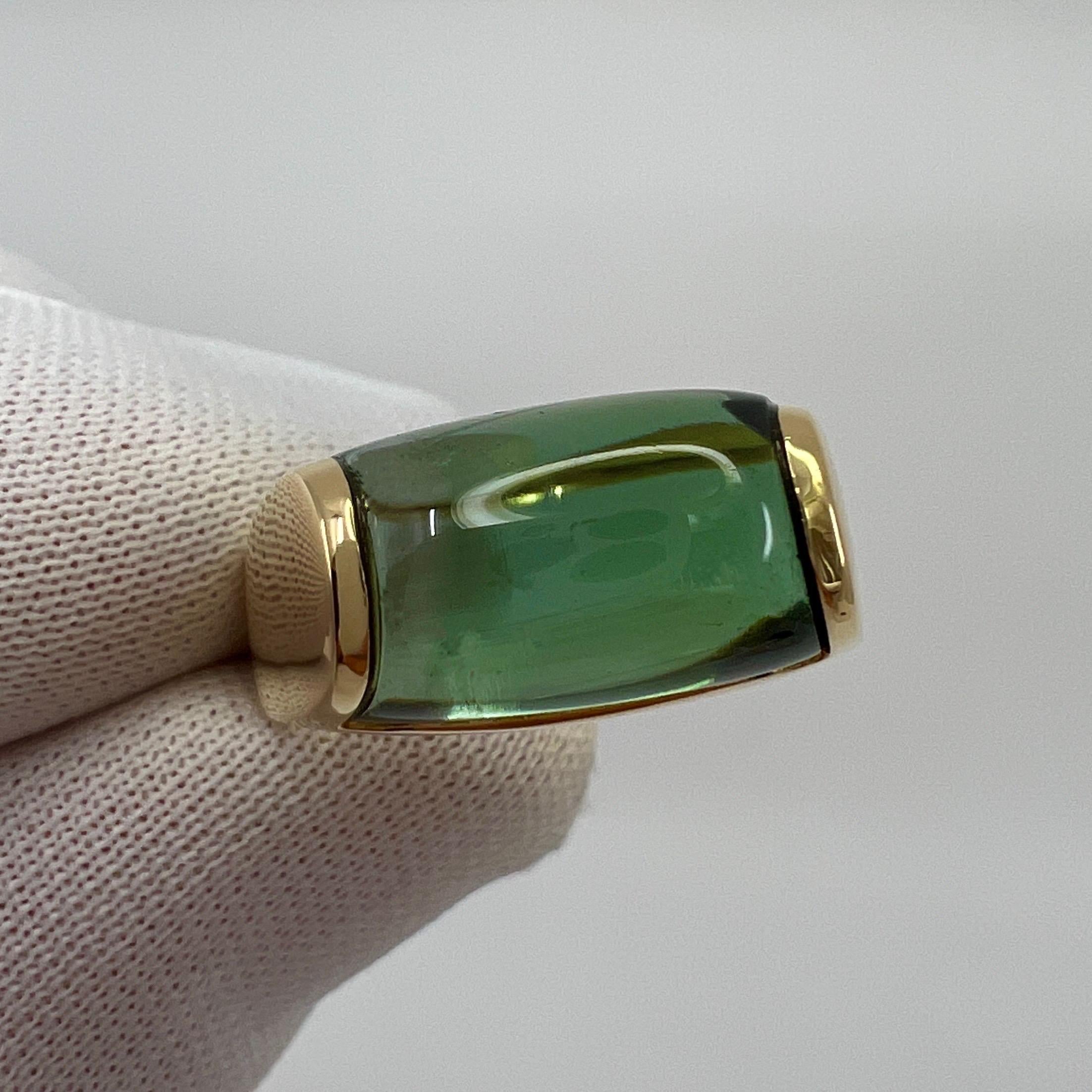 Seltener Bvlgari Bulgari Tronchetto Ring aus 18 Karat Gelbgold mit grünem Turmalin in Schachtel 4