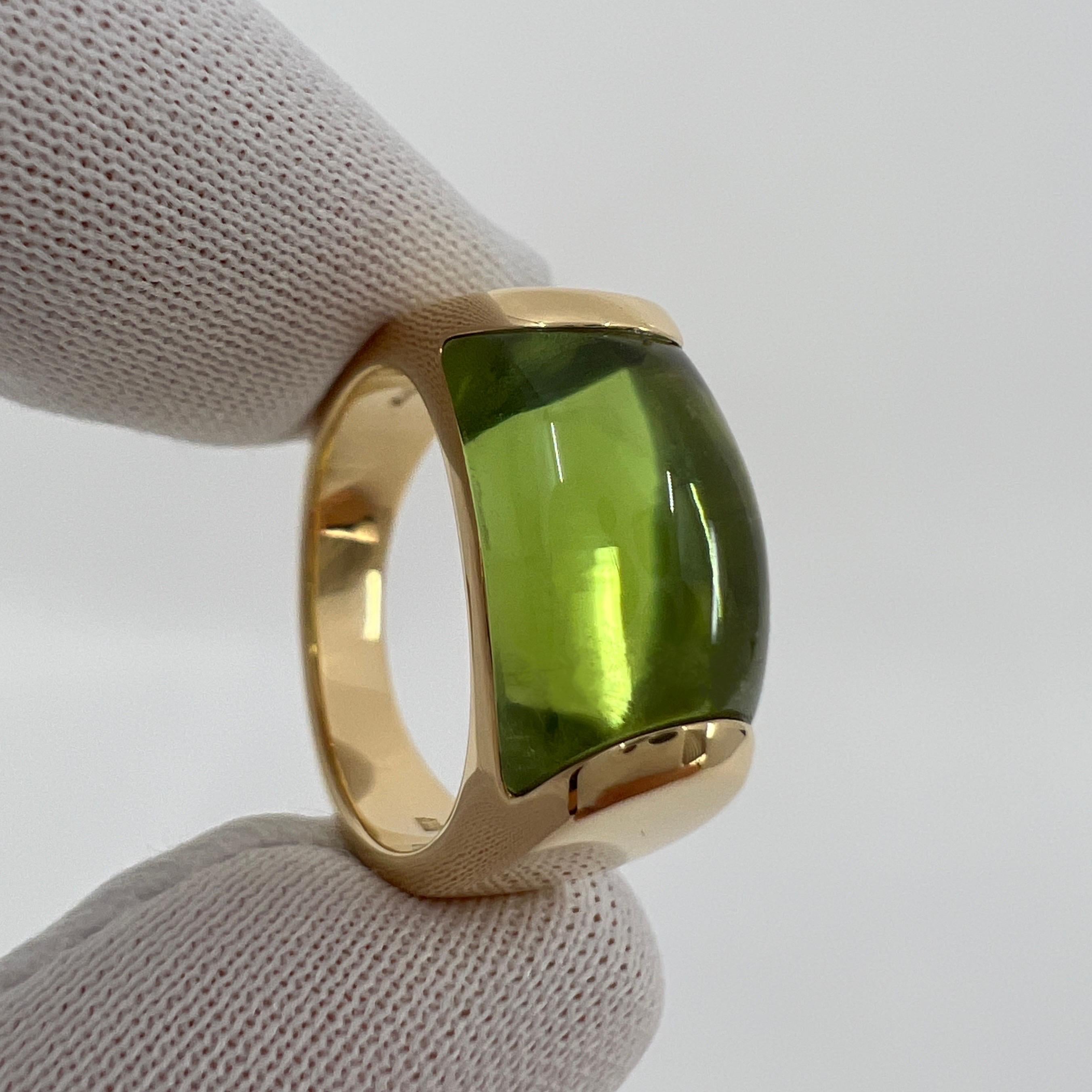 Rare Bvlgari Bulgari Tronchetto 18k Yellow Gold Green Tourmaline Ring with Box 2