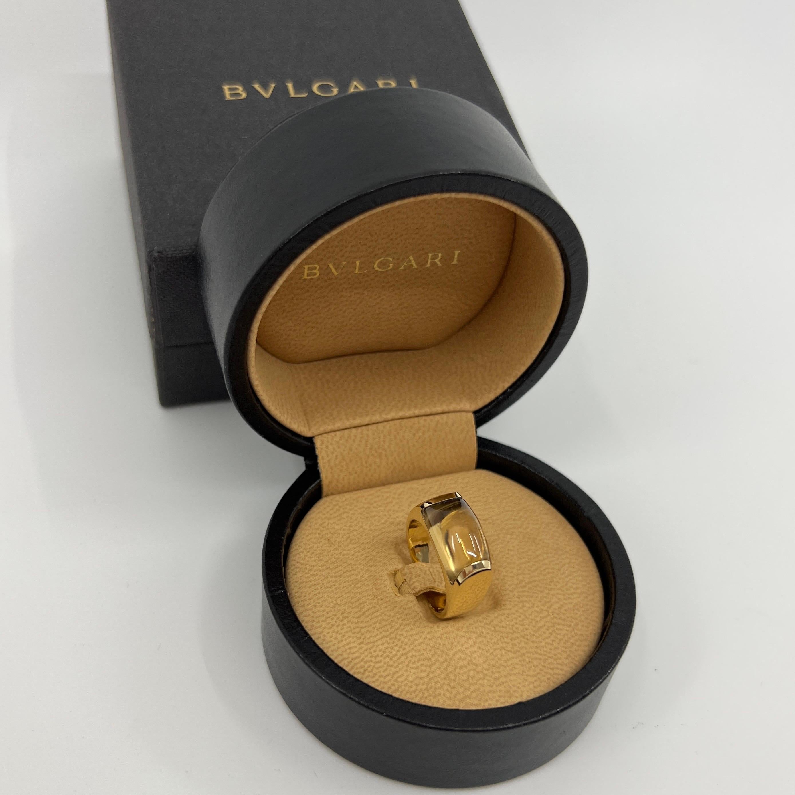 Rare Bvlgari Bulgari Tronchetto 18k Yellow Gold Orange Citrine Ring with Box 49 For Sale 6