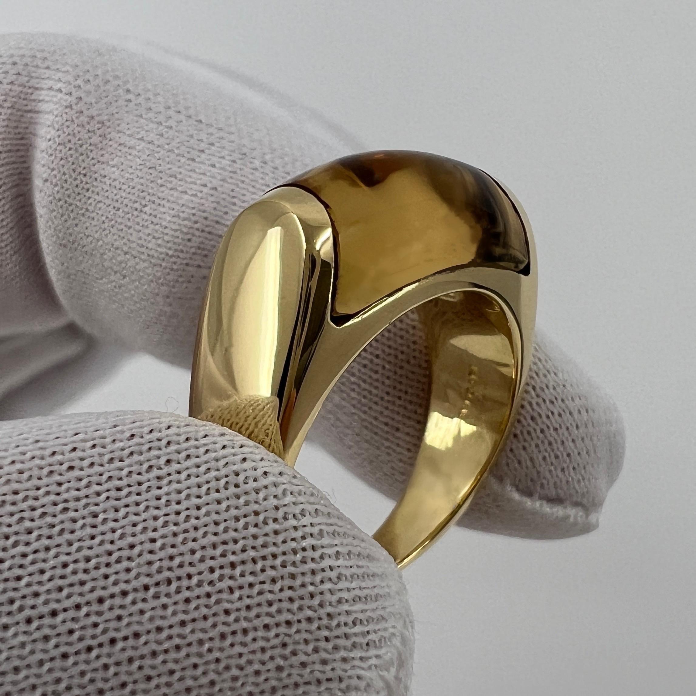 Women's or Men's Rare Bvlgari Bulgari Tronchetto 18k Yellow Gold Orange Citrine Ring with Box 49 For Sale