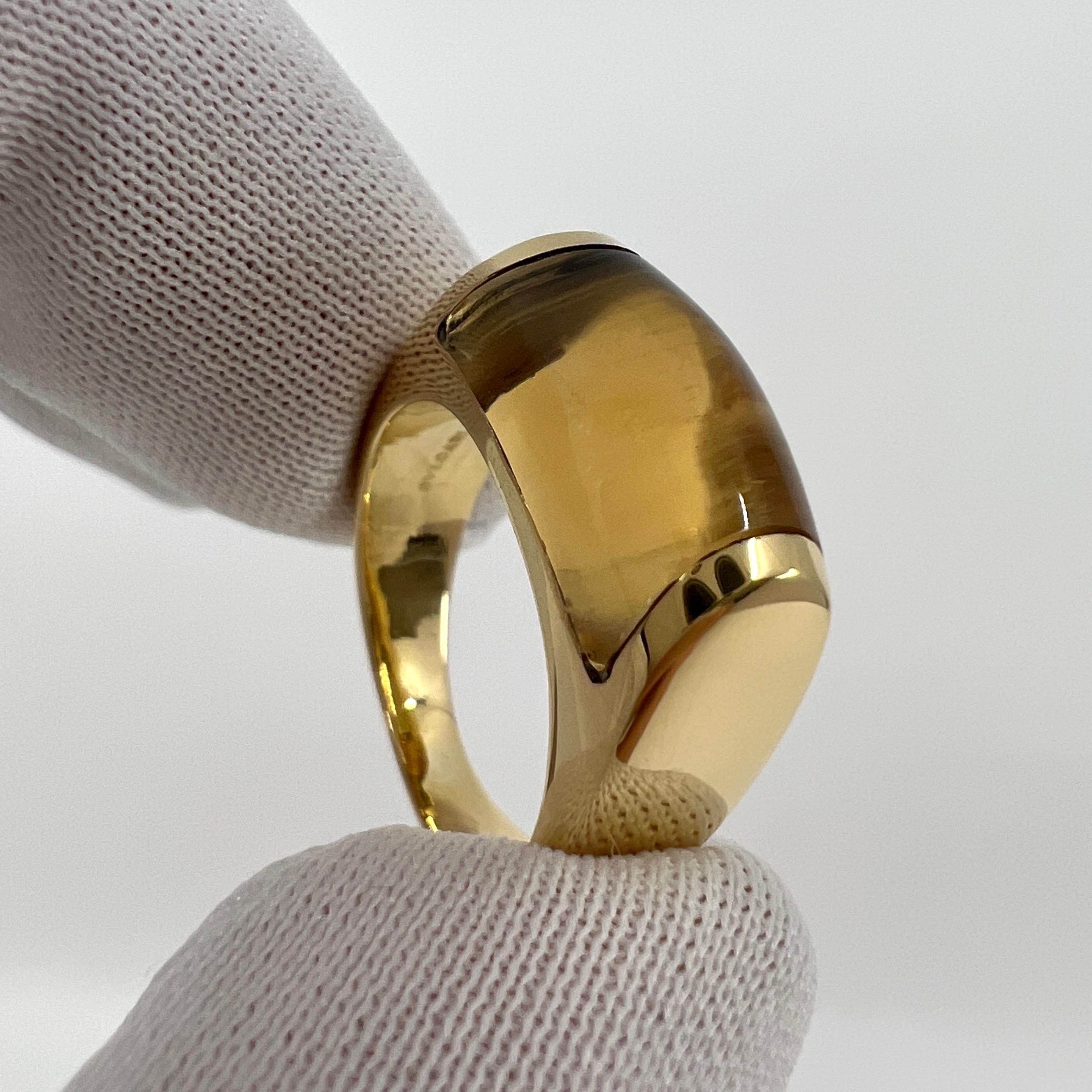 Rare Bvlgari Bulgari Tronchetto 18k Yellow Gold Orange Citrine Ring with Box 49 For Sale 3