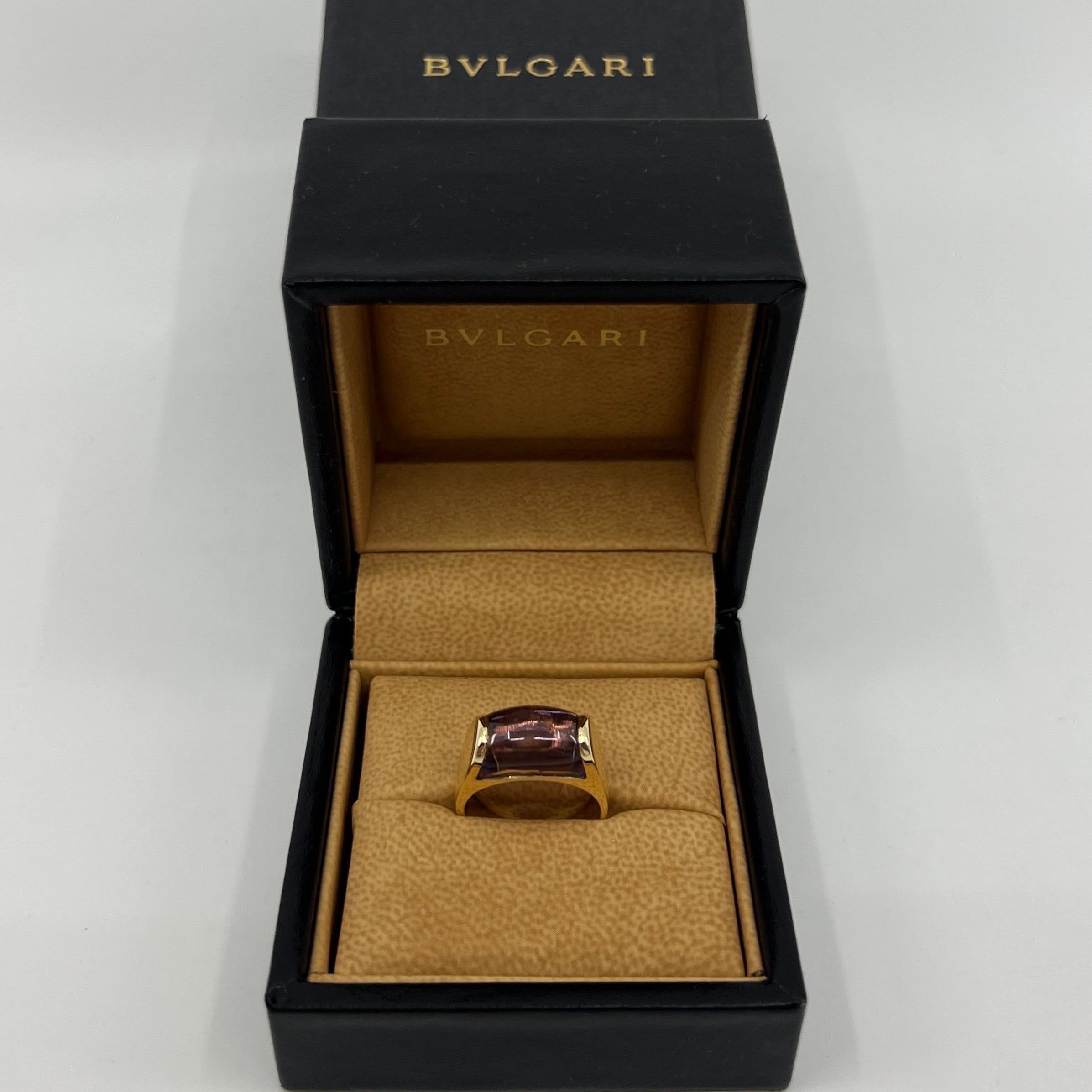 Rare Bvlgari Bulgari Tronchetto 18k Yellow Gold Purple Amethyst Ring UK T EU 61 For Sale 5