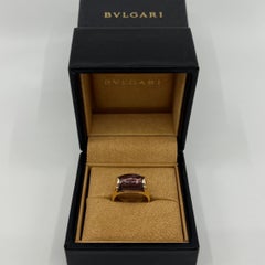 Rare Bvlgari Bulgari Tronchetto 18k Yellow Gold Purple Amethyst Ring UK T EU 61
