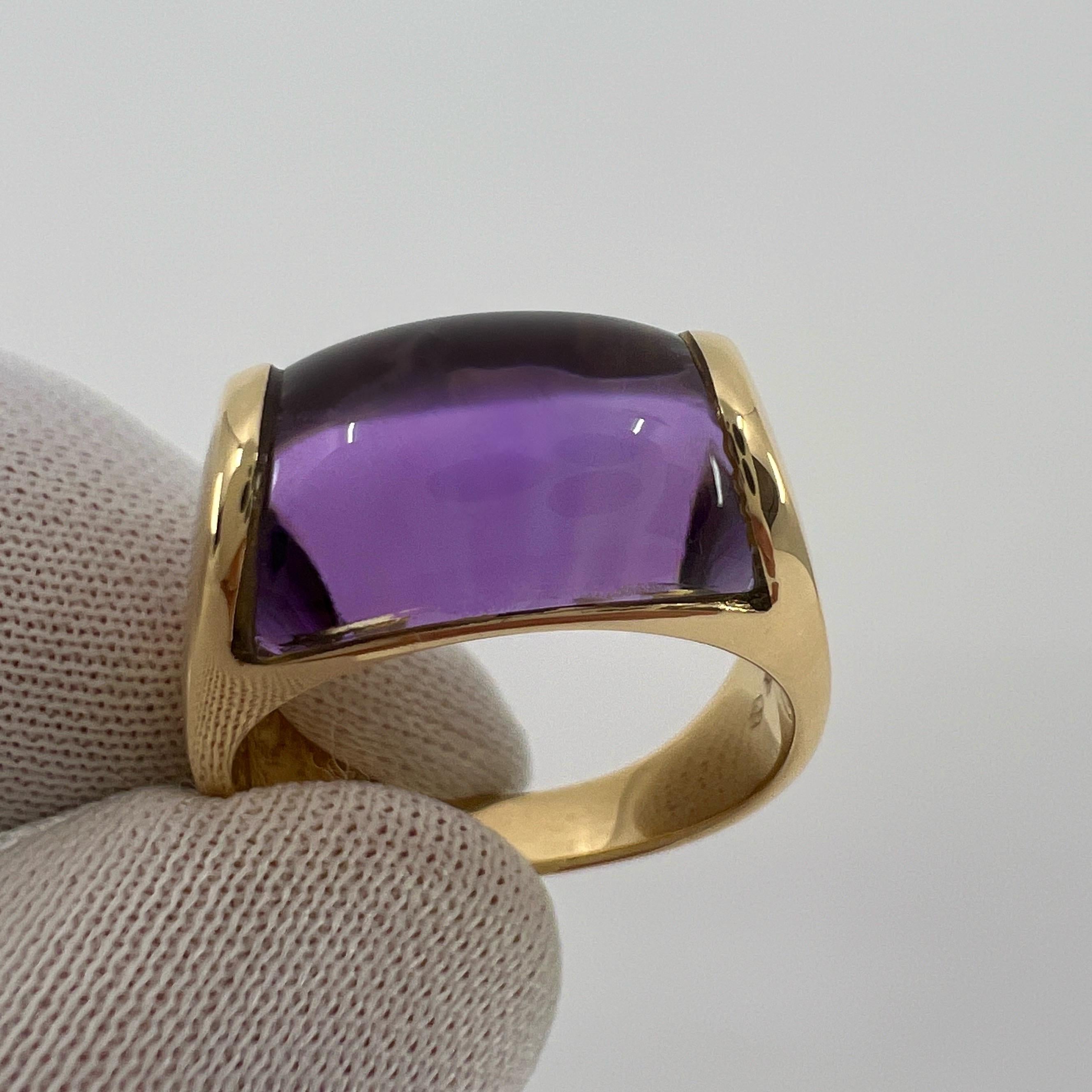 Cabochon Rare Bvlgari Bulgari Tronchetto 18k Yellow Gold Purple Amethyst Ring UK T EU 61 For Sale