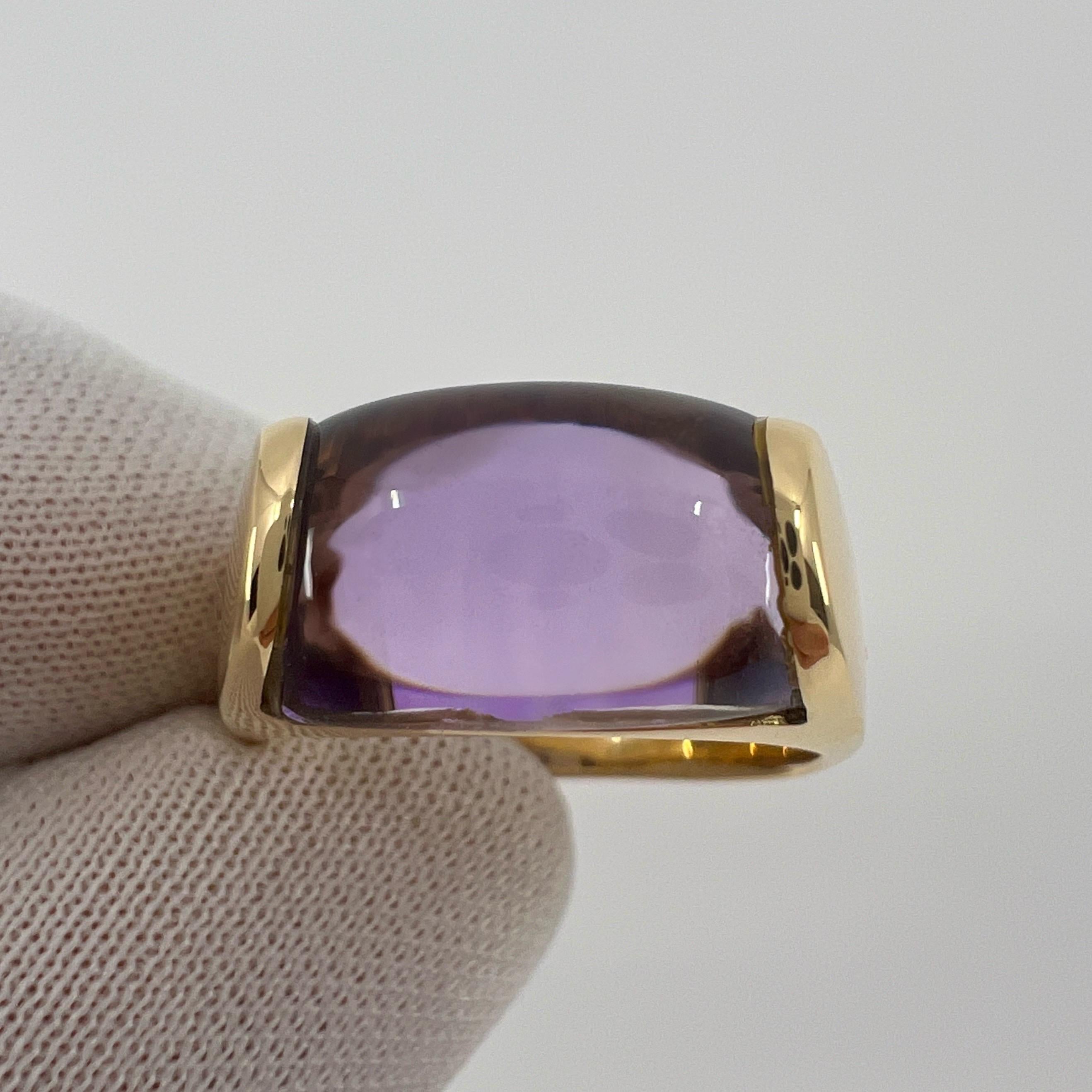 Rare Bvlgari Bulgari Tronchetto 18k Yellow Gold Purple Amethyst Ring UK T EU 61 In Excellent Condition For Sale In Birmingham, GB