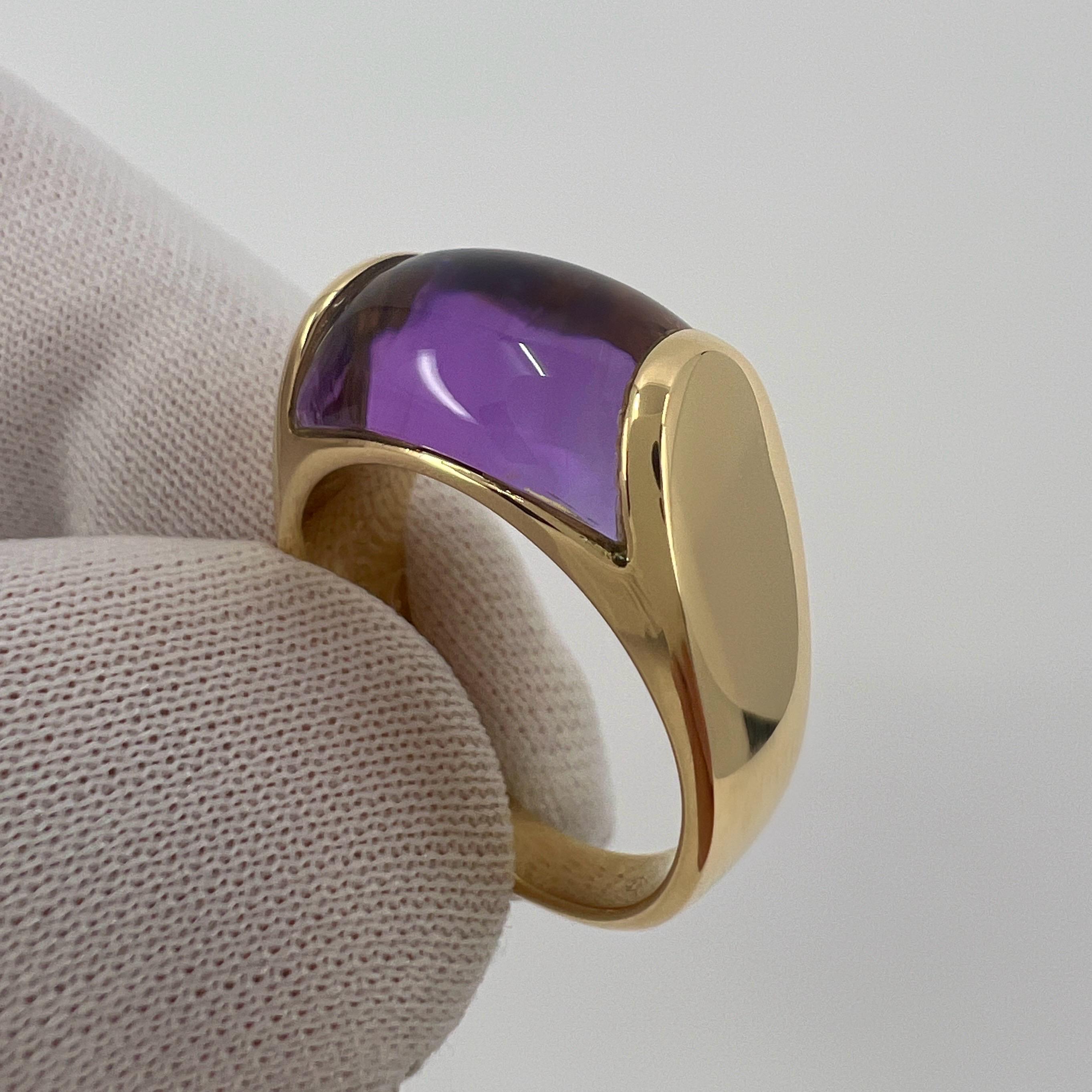 Women's or Men's Rare Bvlgari Bulgari Tronchetto 18k Yellow Gold Purple Amethyst Ring UK T EU 61 For Sale