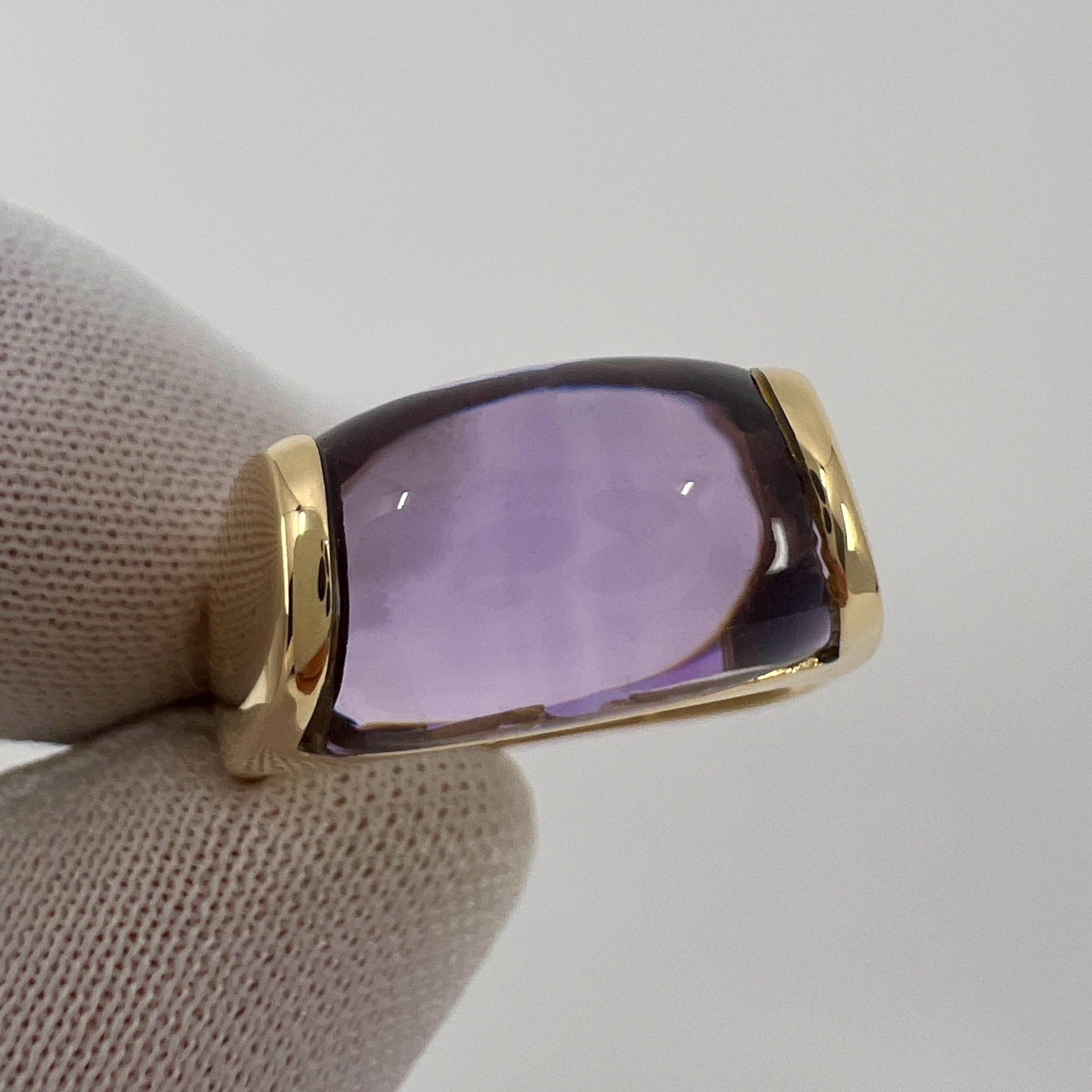 Rare Bvlgari Bulgari Tronchetto 18k Yellow Gold Purple Amethyst Ring UK T EU 61 For Sale 1