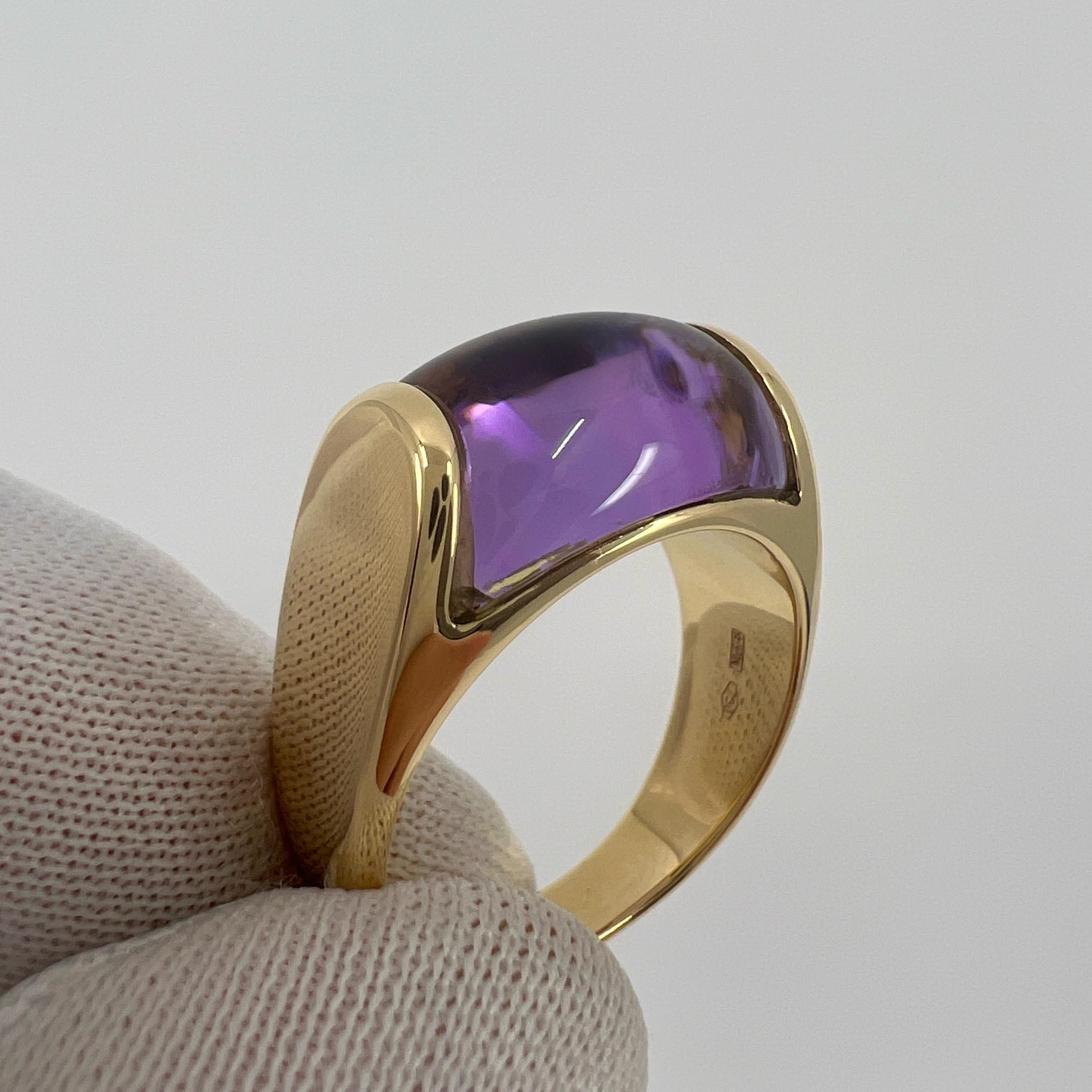 Rare Bvlgari Bulgari Tronchetto 18k Yellow Gold Purple Amethyst Ring UK T EU 61 For Sale 4