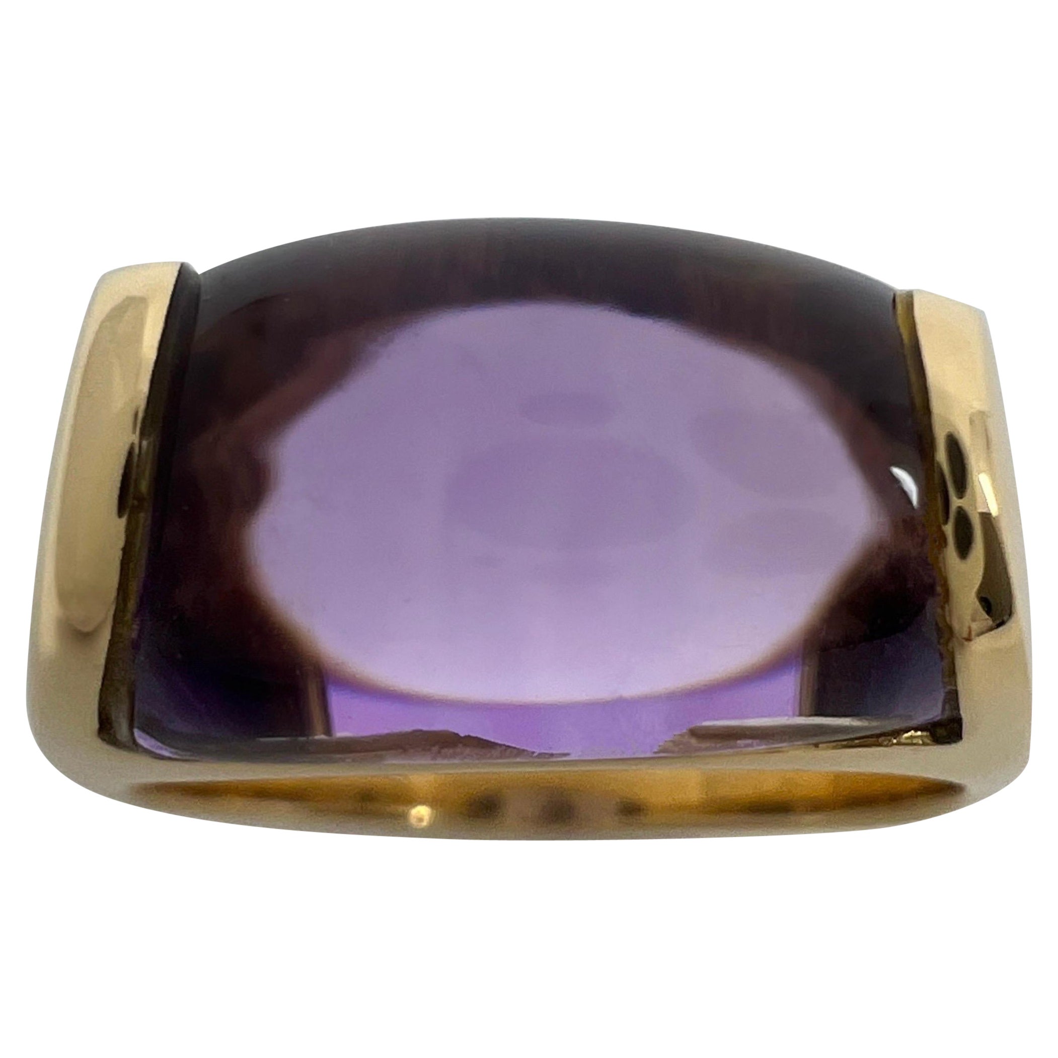 Rare Bvlgari Bulgari Tronchetto 18k Yellow Gold Purple Amethyst Ring UK T EU 61 For Sale
