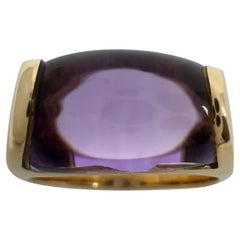Rare Bvlgari Bulgari Tronchetto 18k Yellow Gold Purple Amethyst Ring UK T EU 61