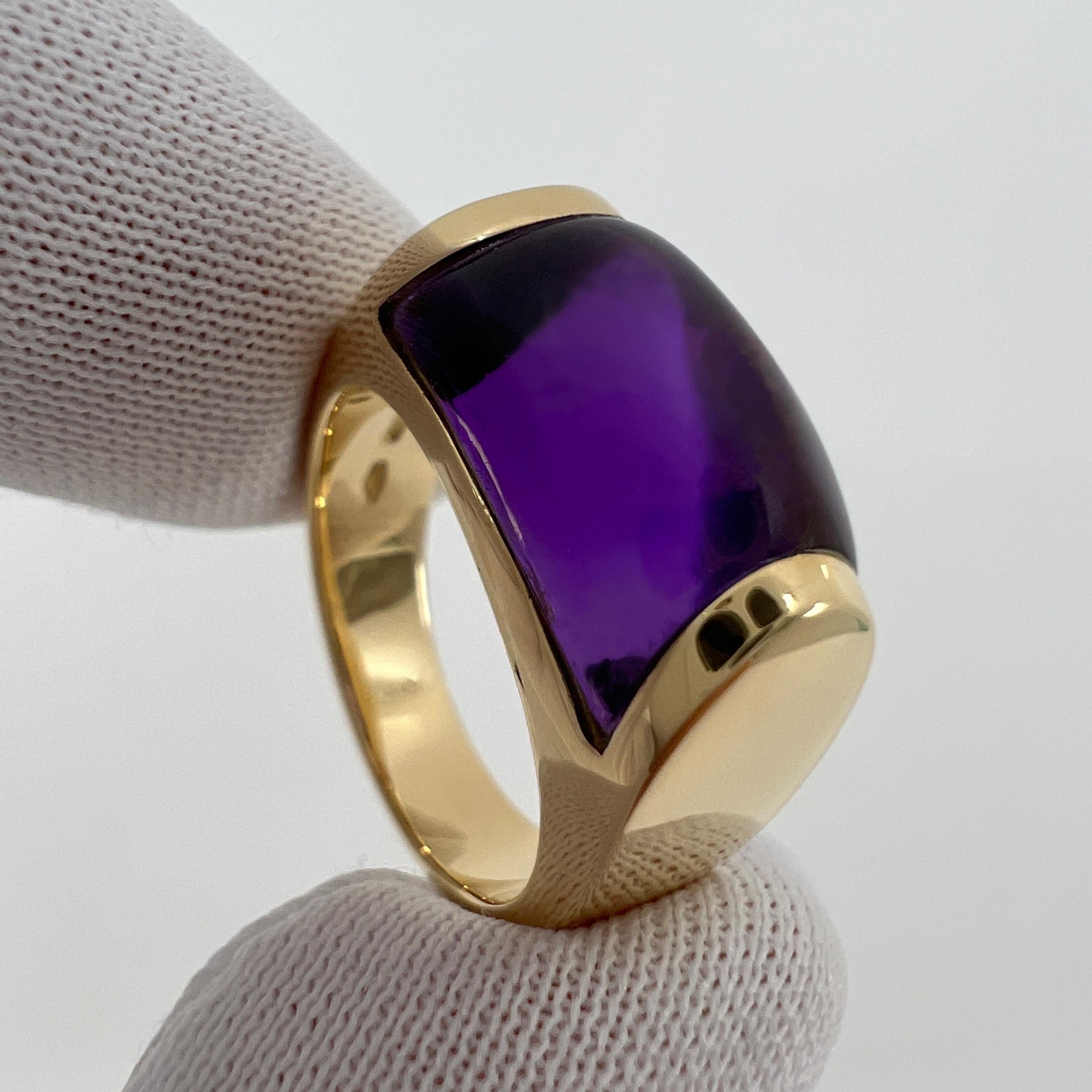 Rare Bvlgari Bulgari Tronchetto 18k Yellow Gold Purple Amethyst Ring with Box 4