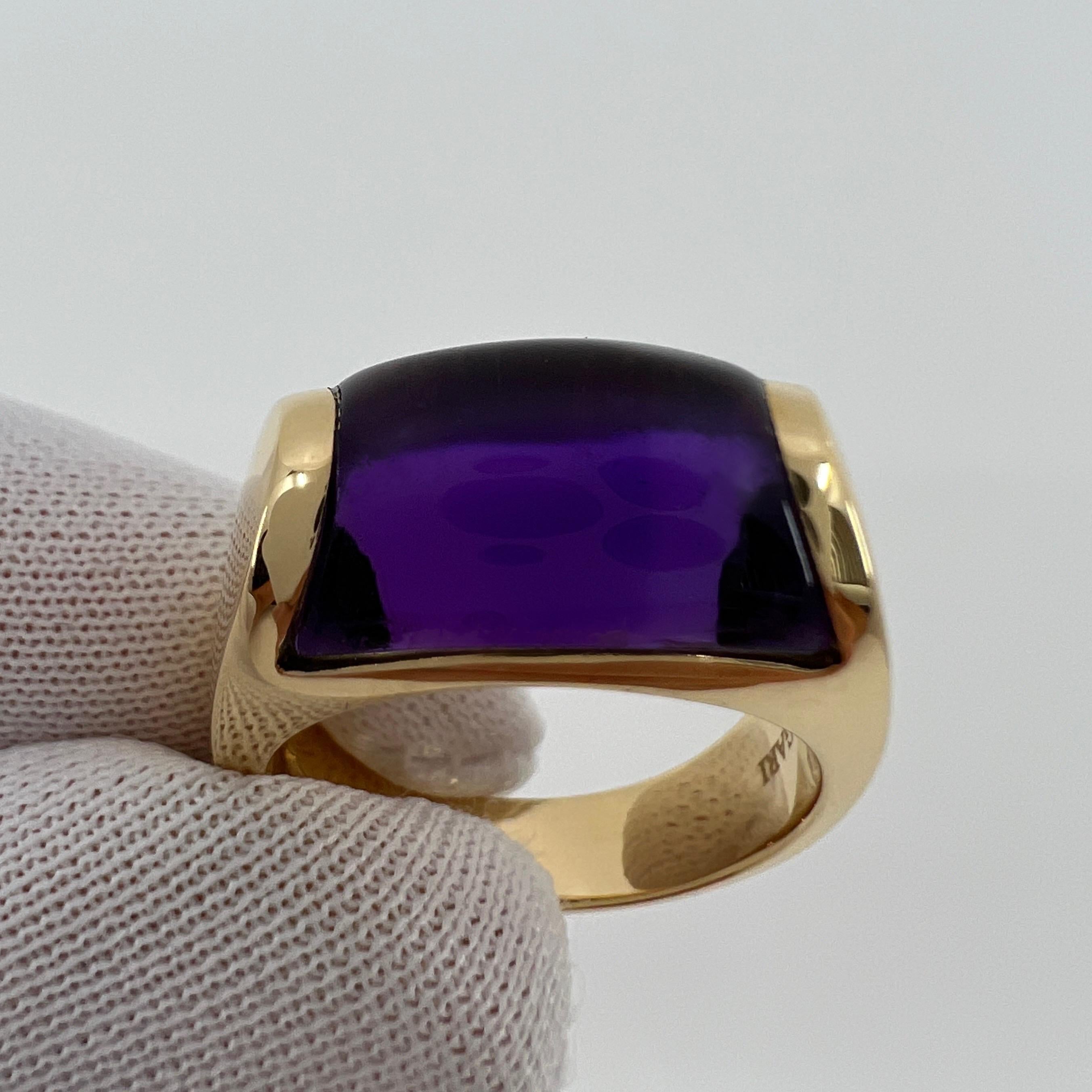 Women's or Men's Rare Bvlgari Bulgari Tronchetto 18k Yellow Gold Purple Amethyst Ring with Box