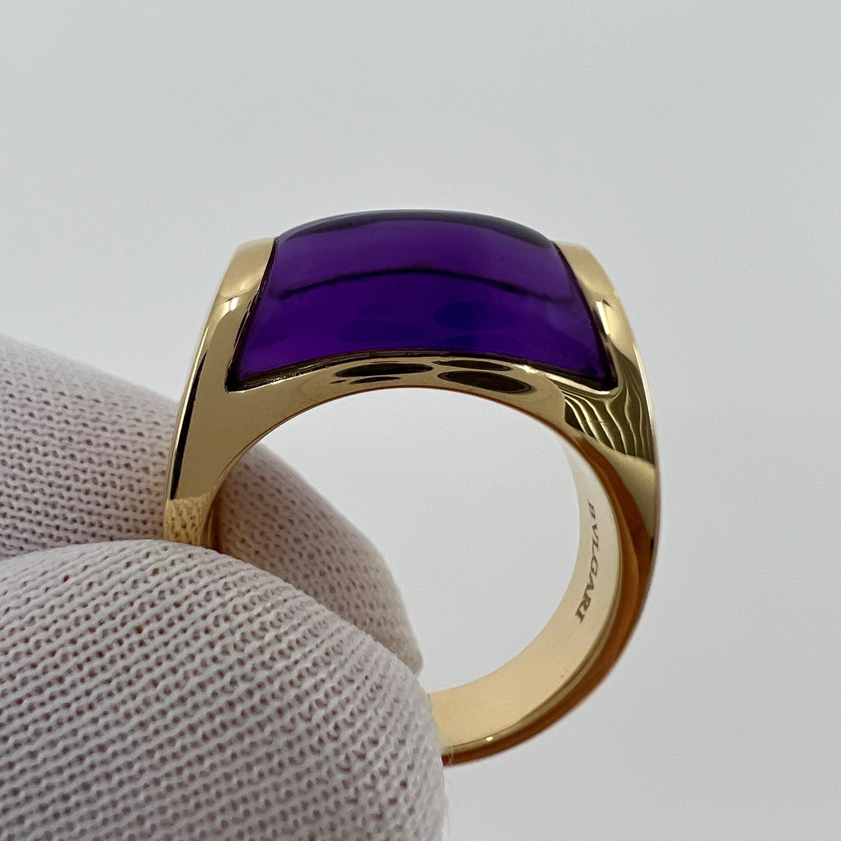 Rare Bvlgari Bulgari Tronchetto 18k Yellow Gold Purple Amethyst Ring with Box 1