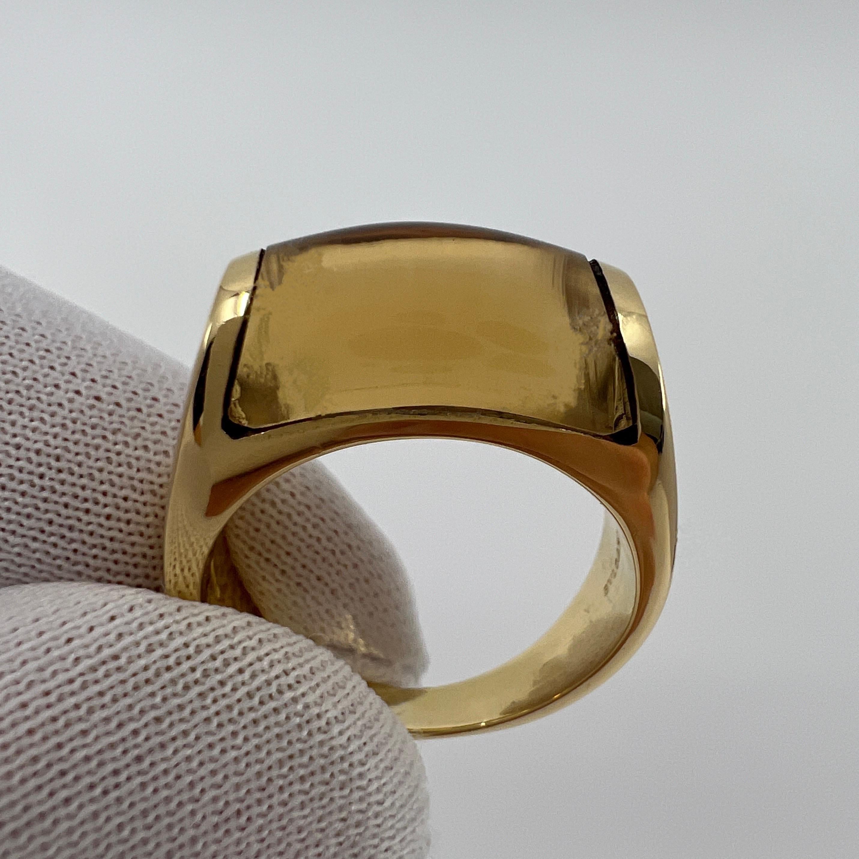 Rare Bvlgari Bulgari Tronchetto 18k Yellow Gold Yellow Citrine Ring with Box For Sale 7