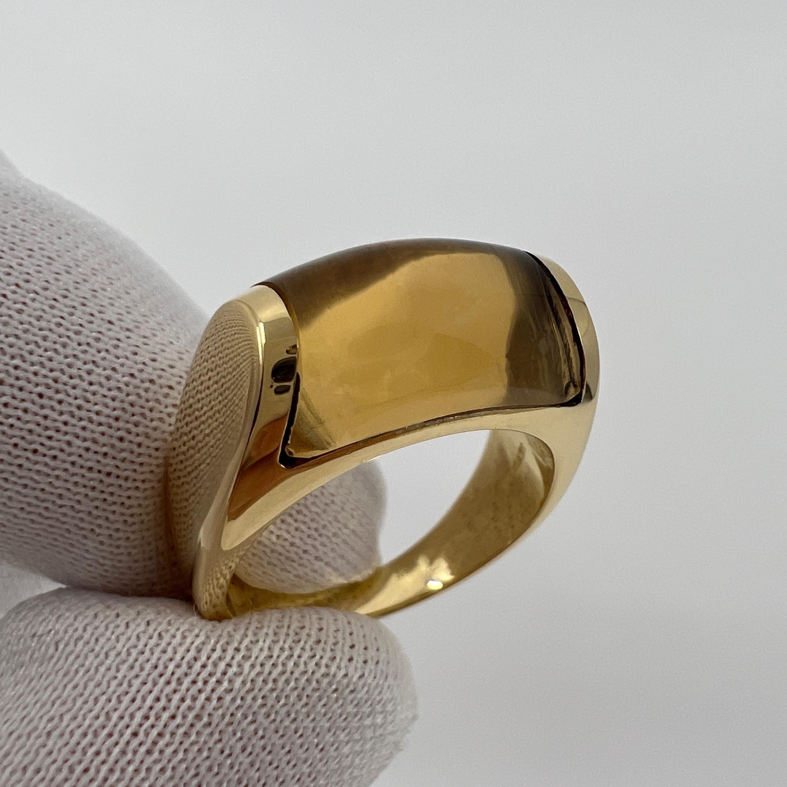Women's or Men's Rare Bvlgari Bulgari Tronchetto 18k Yellow Gold Yellow Citrine Ring with Box