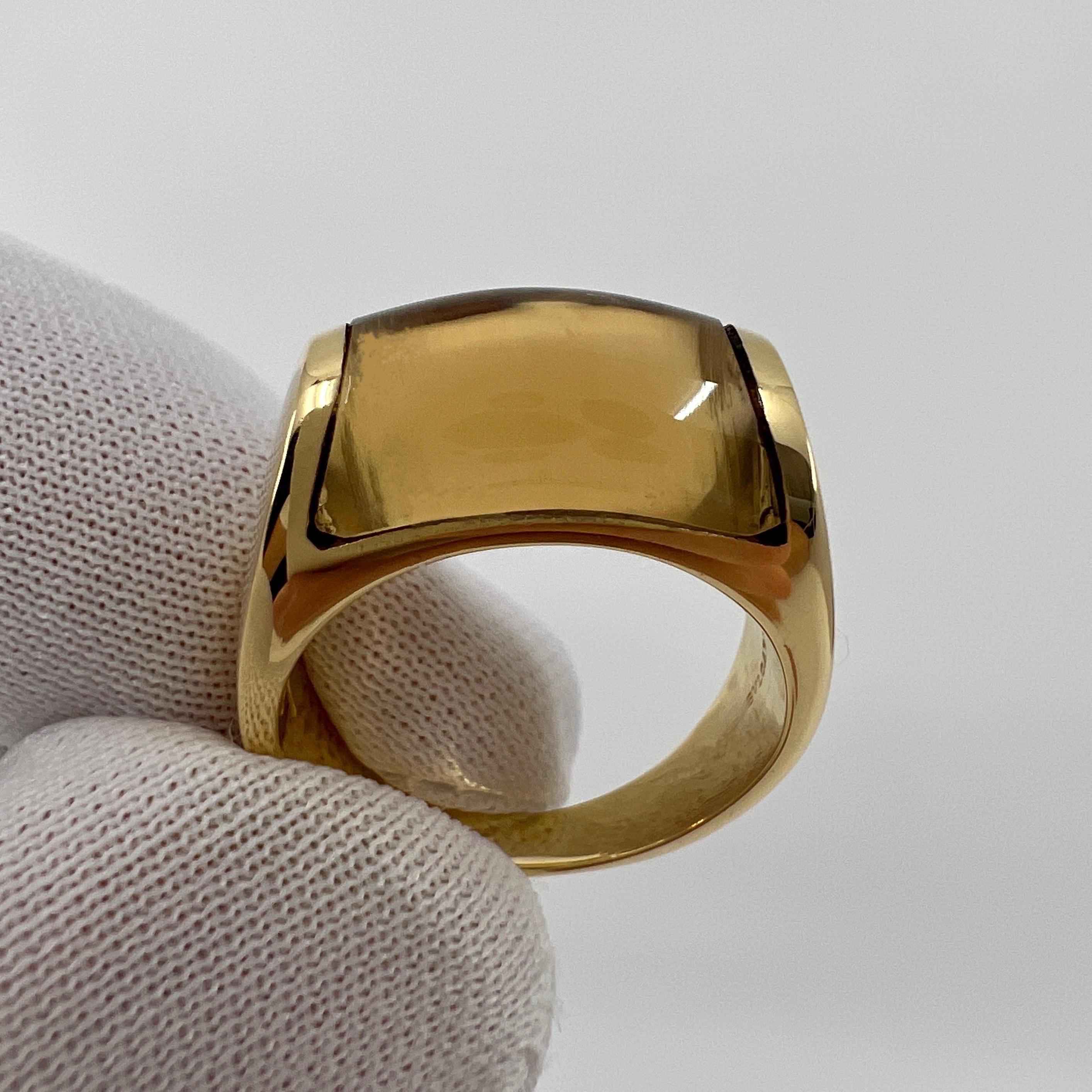 Rare Bvlgari Bulgari Tronchetto 18k Yellow Gold Yellow Citrine Ring with Box For Sale 2