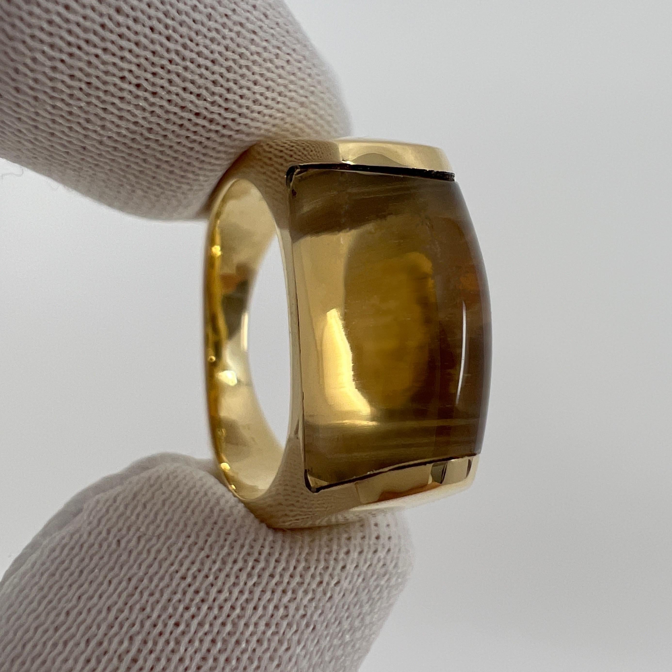 Rare Bvlgari Bulgari Tronchetto 18k Yellow Gold Yellow Citrine Ring with Box For Sale 4