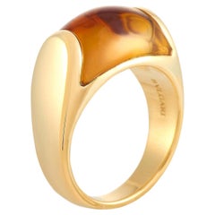 Rare Bvlgari Bulgari Tronchetto 18k Yellow Gold Yellow Citrine Ring with Box