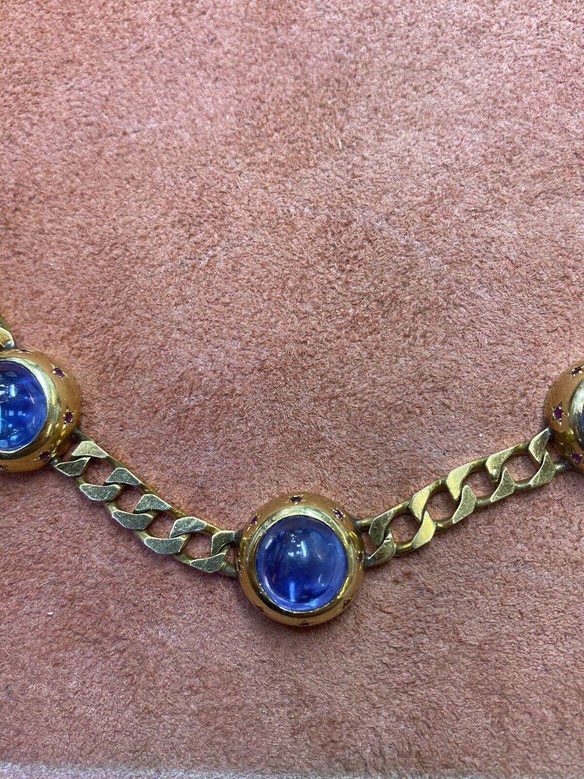 Seltene Bvlgari Vintage-Halskette mit Cabochon-Saphir für Damen oder Herren im Angebot