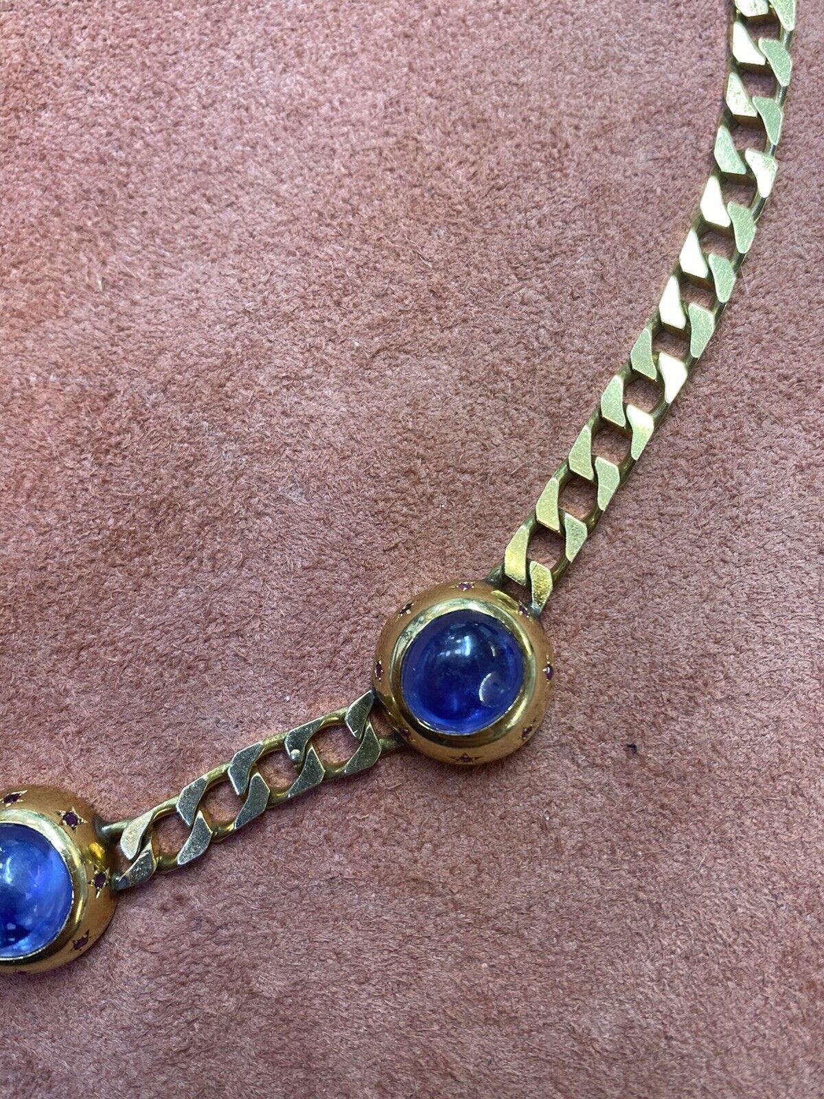 Rare Bvlgari Cabochon Sapphire Vintage Necklace In Excellent Condition For Sale In New York, NY