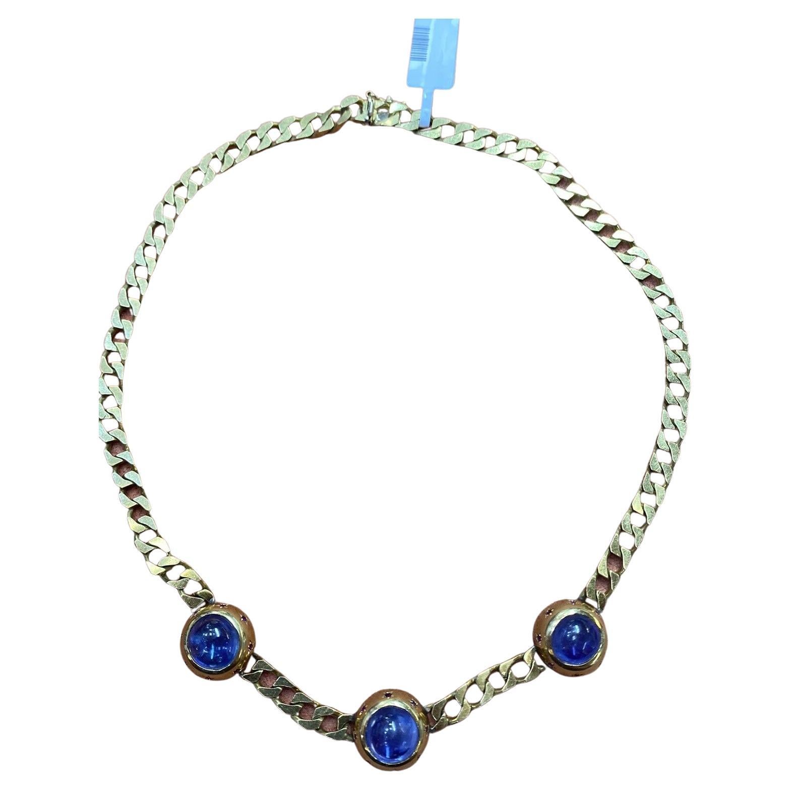 Rare Bvlgari Cabochon Sapphire Vintage Necklace For Sale