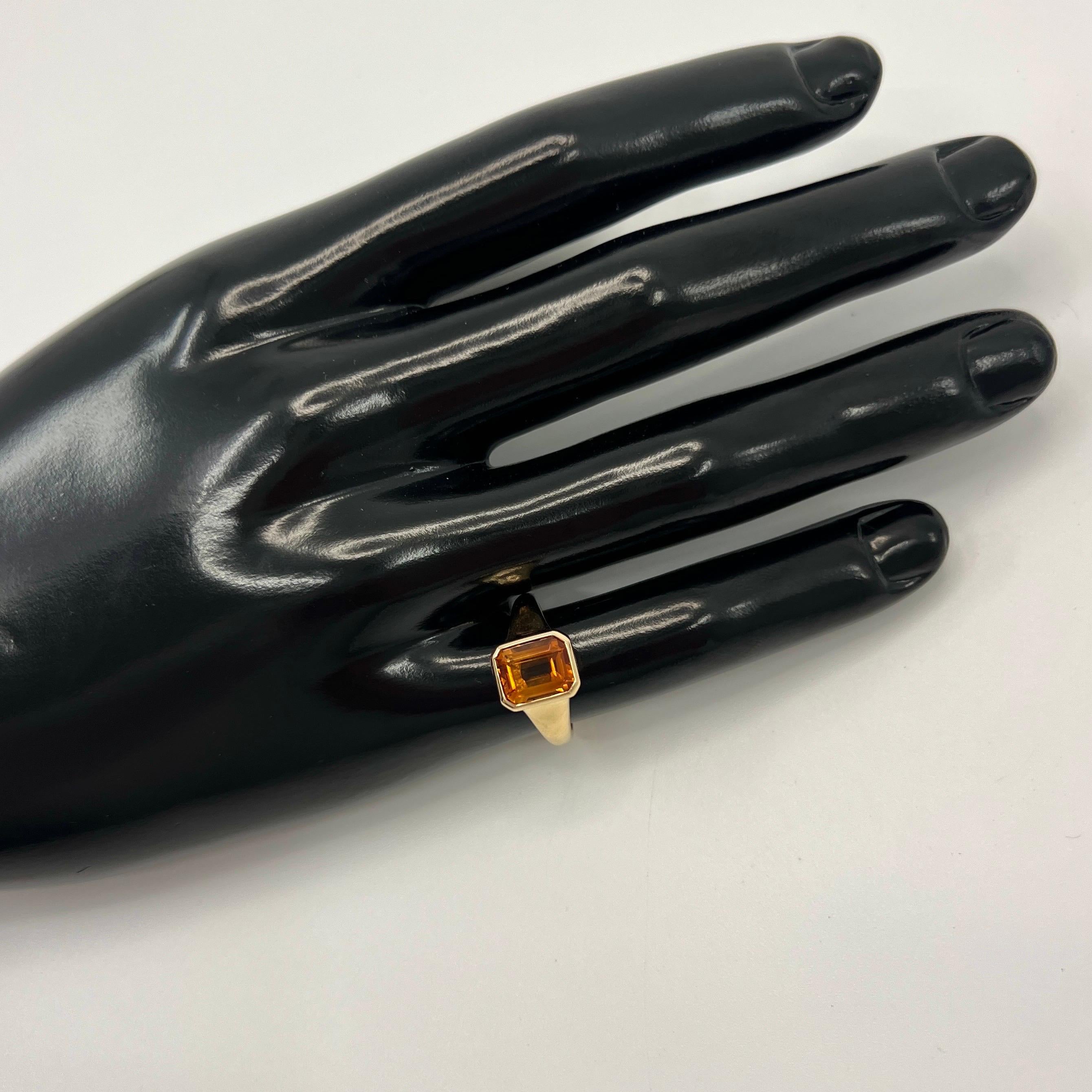 Seltener Bvlgari Citrin Smaragdschliff 18k Gelbgold Siegelstil Lünette Rubover-Ring 9