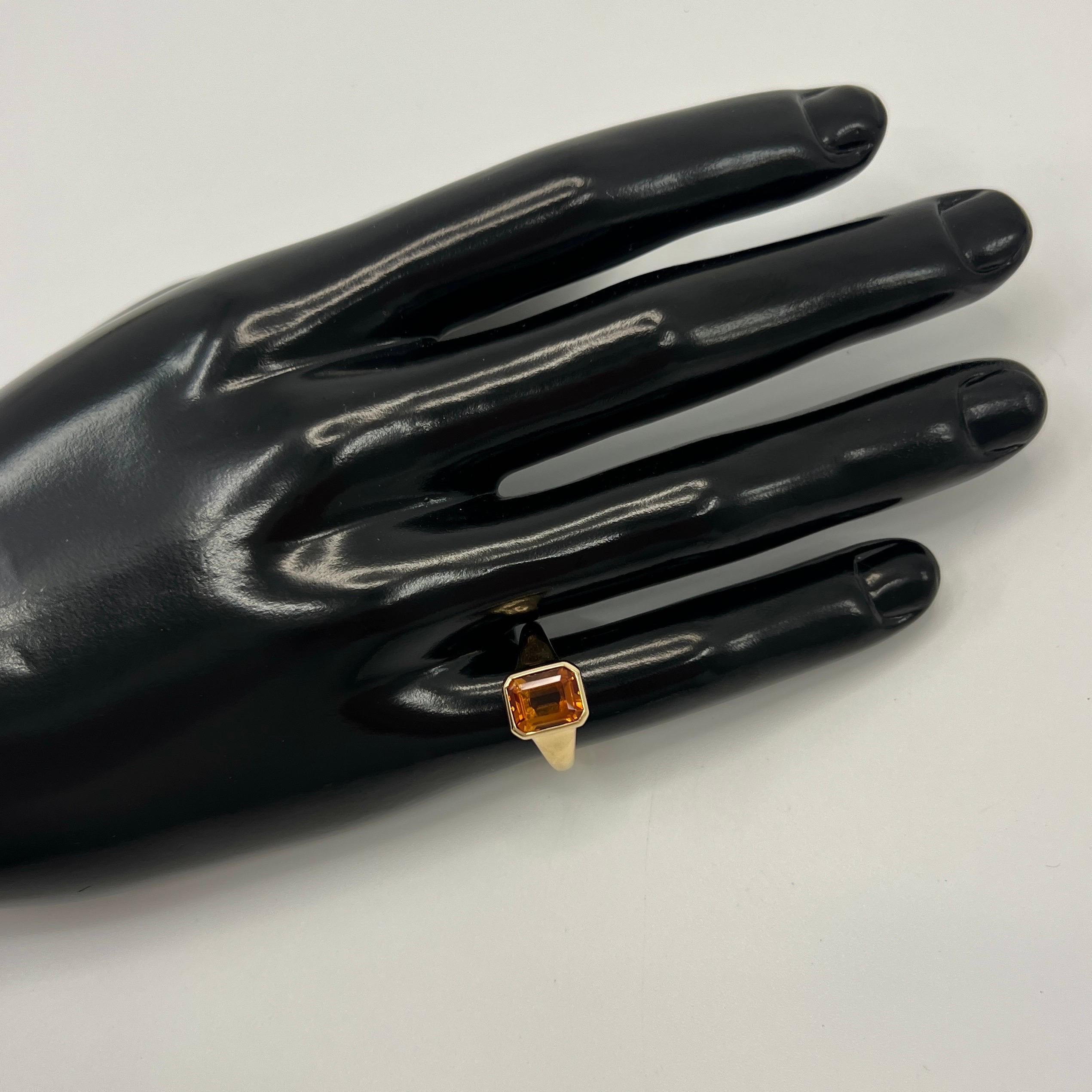 Seltener Bvlgari Citrin Smaragdschliff 18k Gelbgold Siegelstil Lünette Rubover-Ring 3