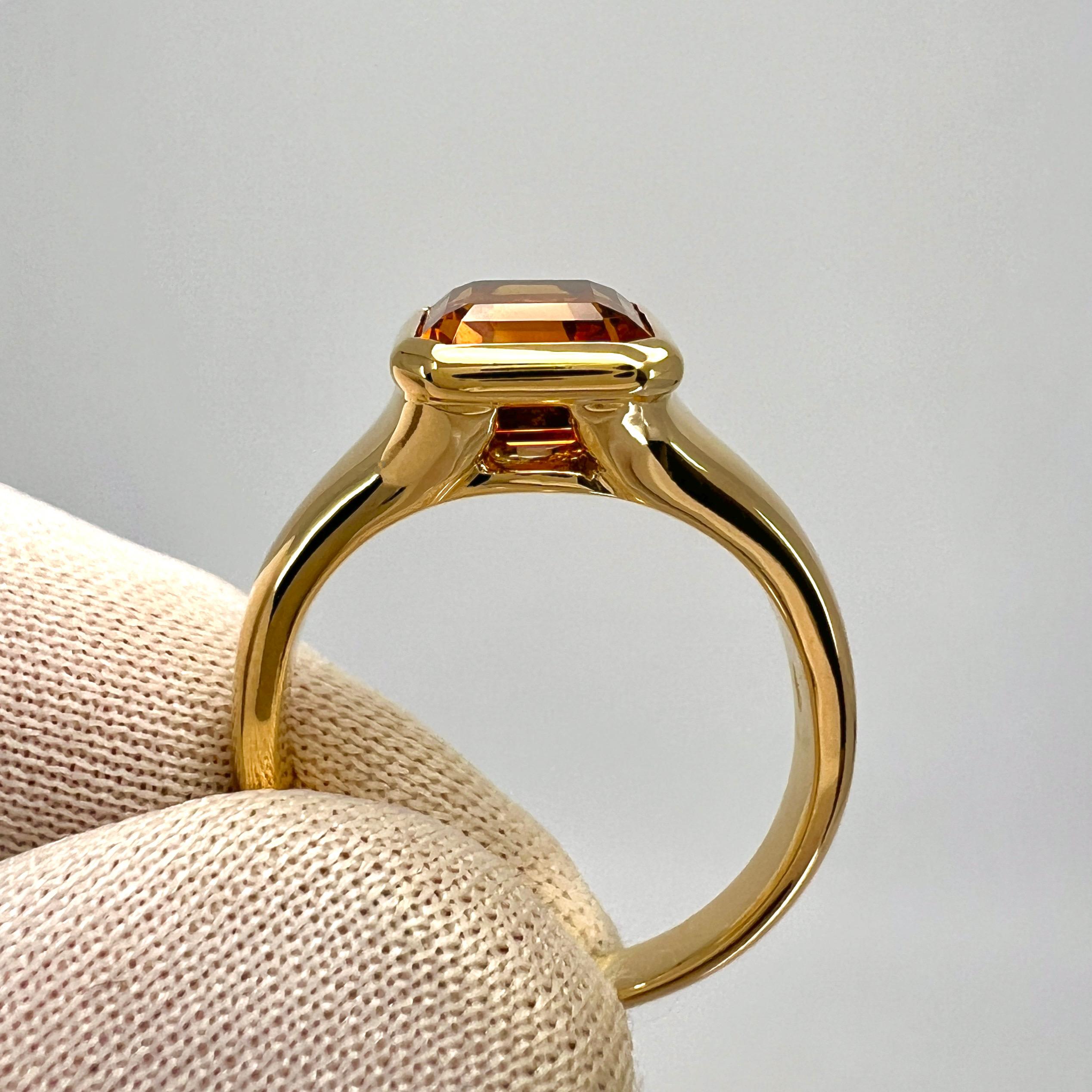 Seltener Bvlgari Citrin Smaragdschliff 18k Gelbgold Siegelstil Lünette Rubover-Ring 5