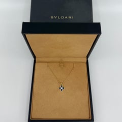 Rare Bvlgari Greek Cross Blue Sapphire Diamond 18k Yellow Gold Pendant Necklace