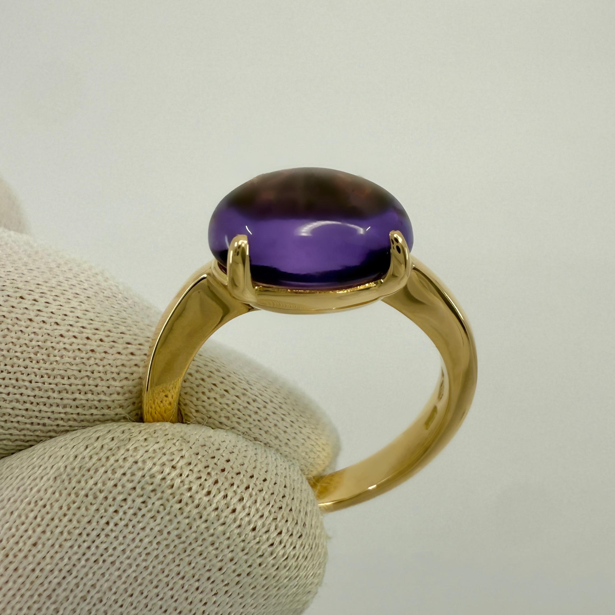 Rare Bvlgari Mediterranean Eden Amethyst Pear Cabochon Bague en or jaune 18k Unisexe en vente