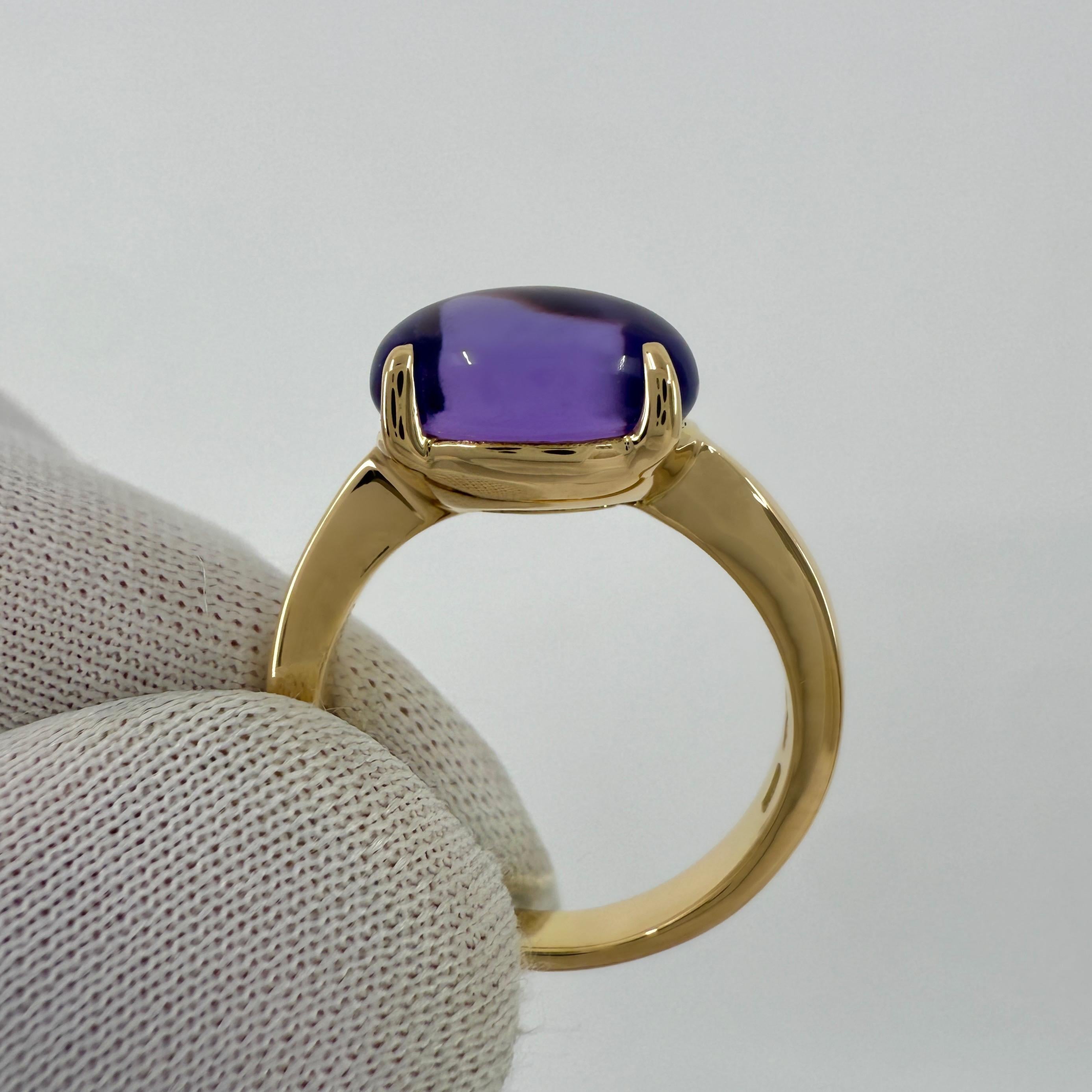 Rare Bvlgari Mediterranean Eden Amethyst Pear Cabochon Bague en or jaune 18k en vente 2