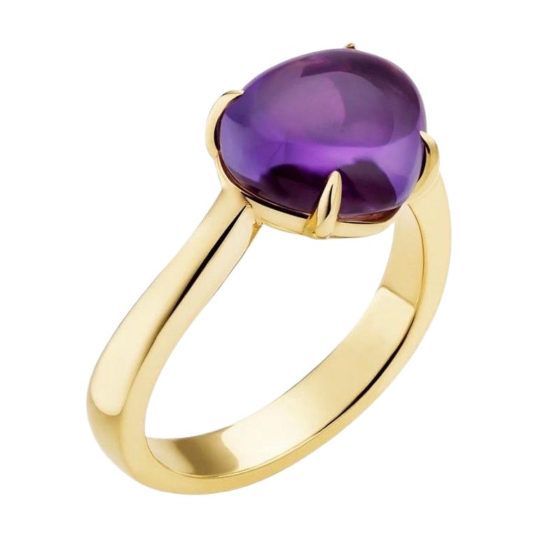 Seltene Bvlgari Mittelmeer Eden Amethyst Birne Cabochon 18k Gelbgold Ring
