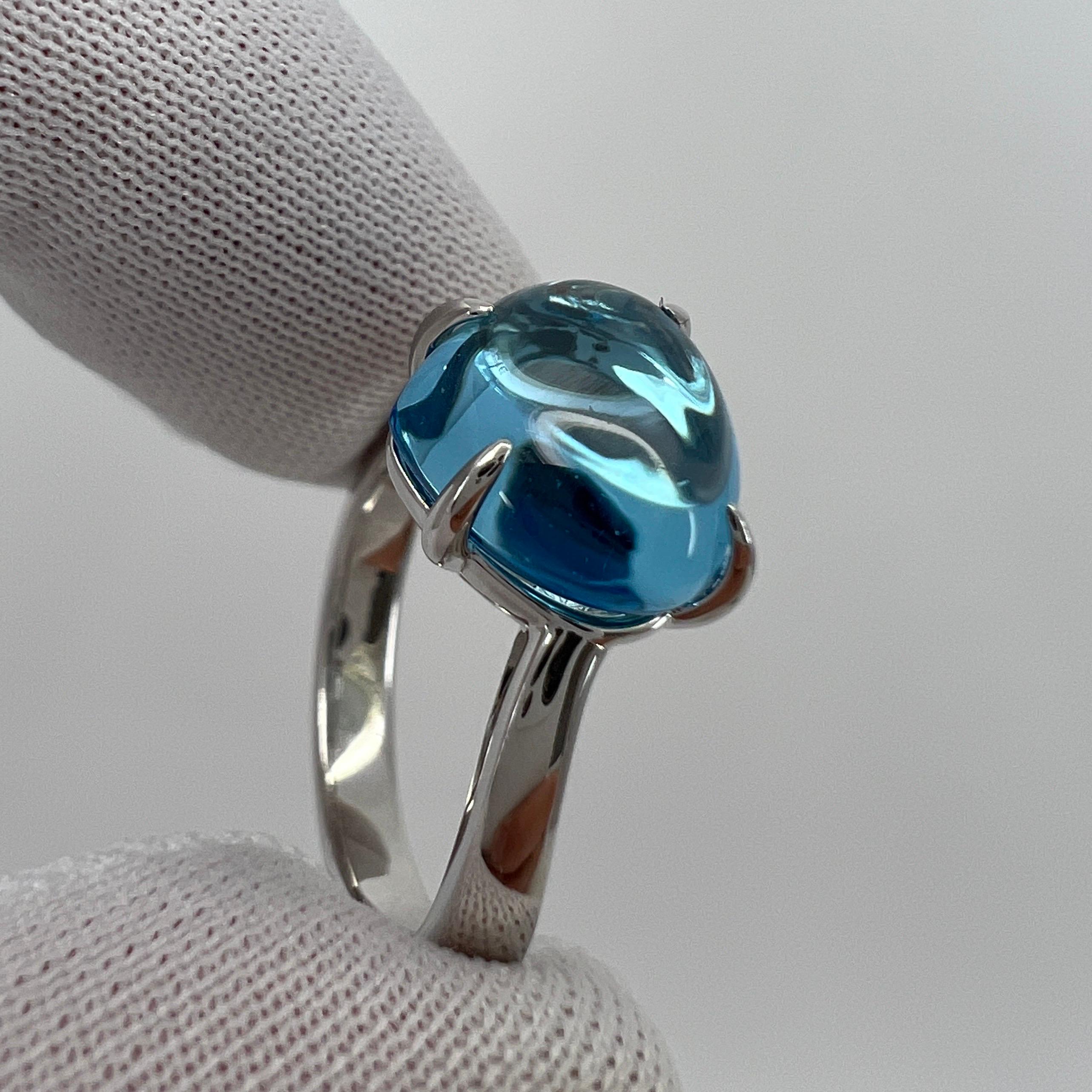 Rare Bvlgari Mediterranean Eden Blue Topaz Pear Cabochon 18k White Gold Ring 4