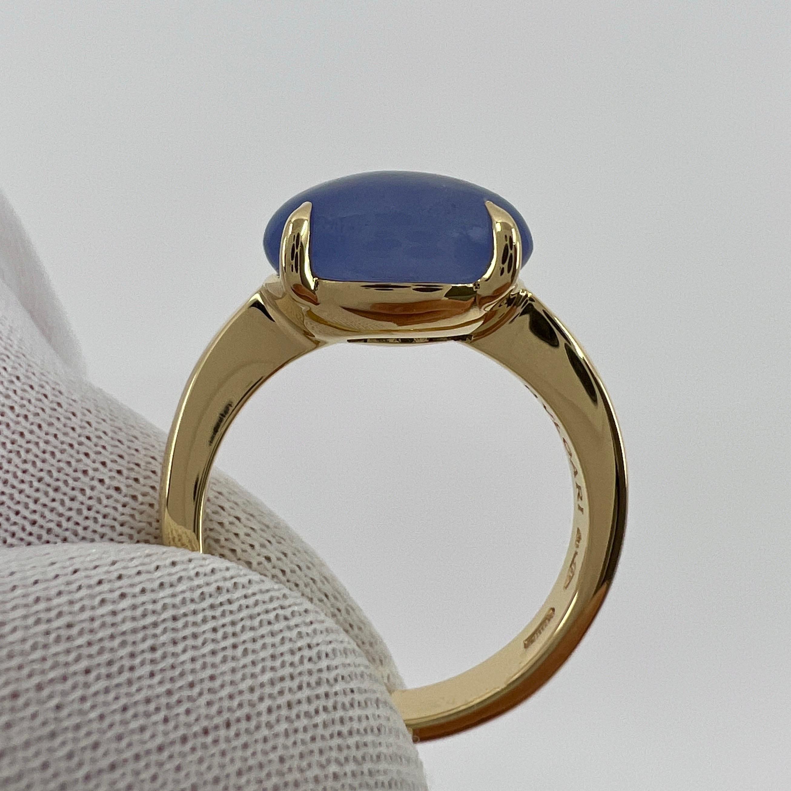 Seltener Bvlgari Mediterranean Eden Chalcedon Birnen-Cabochon 18k Gelbgold Ring 2