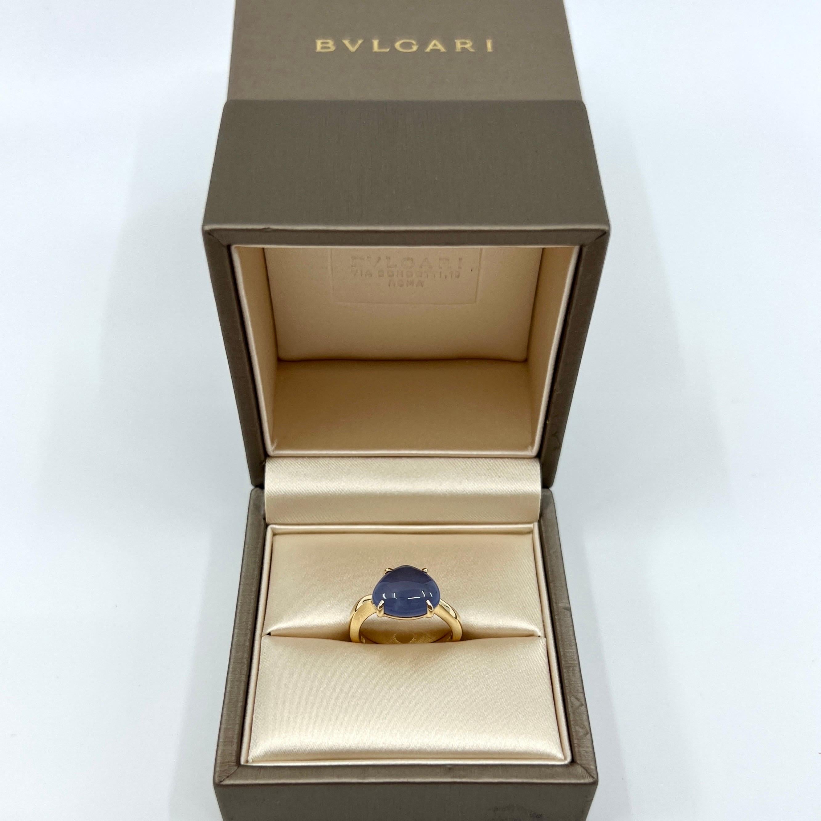 Seltener Bvlgari Mediterranean Eden Chalcedon Birnen-Cabochon 18k Gelbgold Ring 4