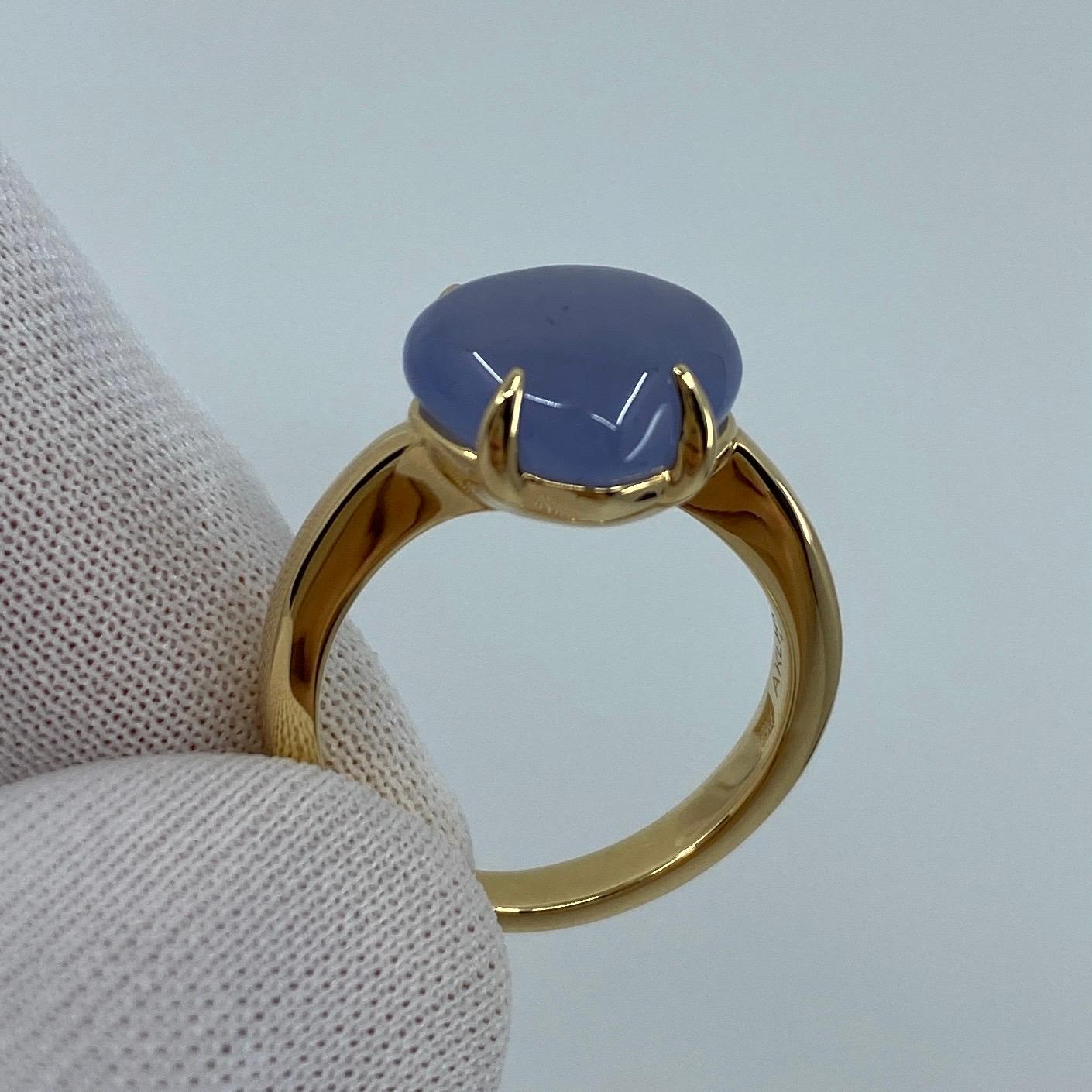 Rare Bvlgari Mediterranean Eden Chalcedony Pear Cabochon 18k Yellow Gold Ring 5