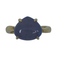 Seltener Bvlgari Mediterranean Eden Chalcedon Birne Cabochon 18k Gelbgold Ring