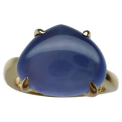 Seltener Bvlgari Mediterranean Eden Chalcedon Birnen-Cabochon 18k Gelbgold Ring