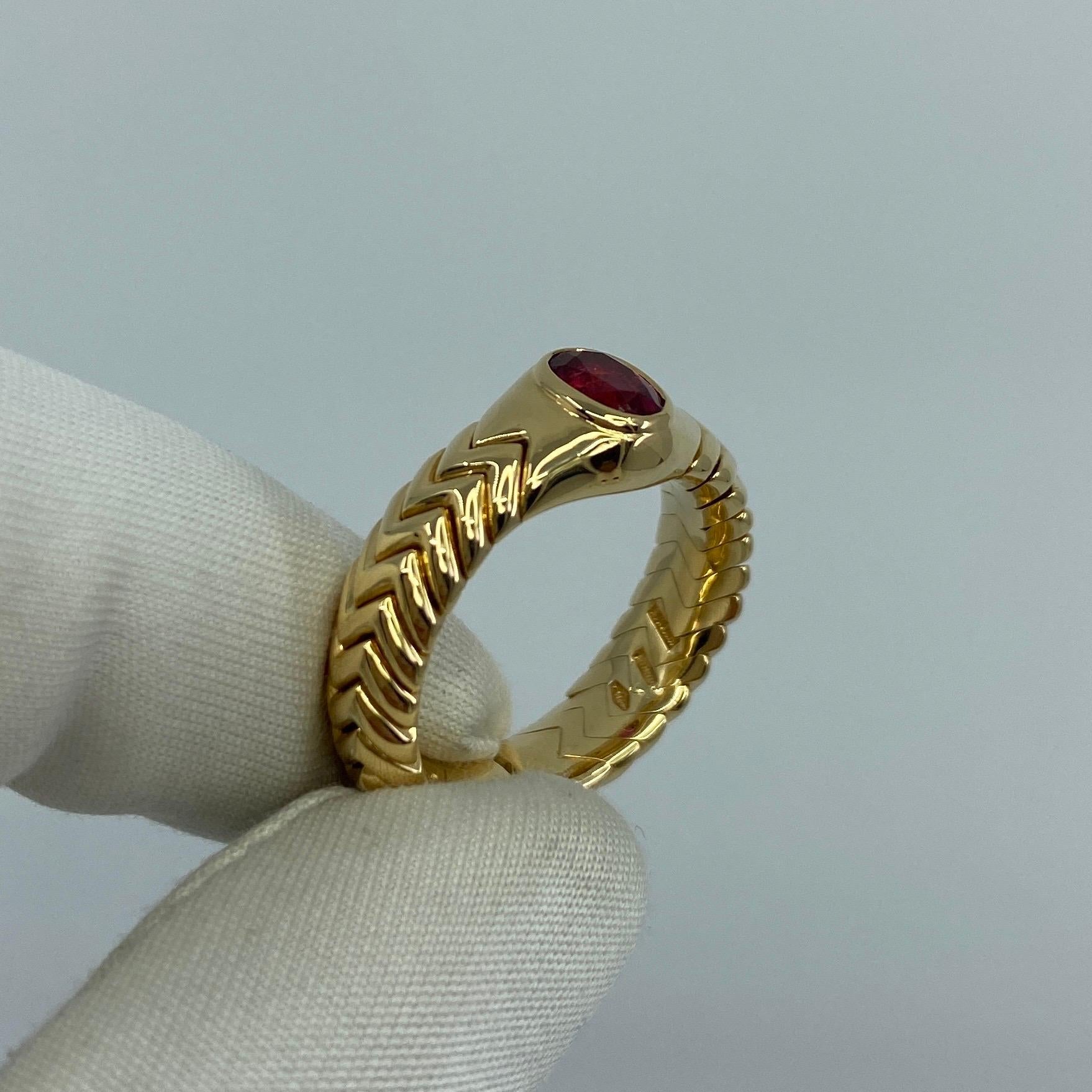 Rare Bvlgari Pink Tourmaline Serpenti Oval Cut 18 Karat Yellow Gold Flex Ring 5
