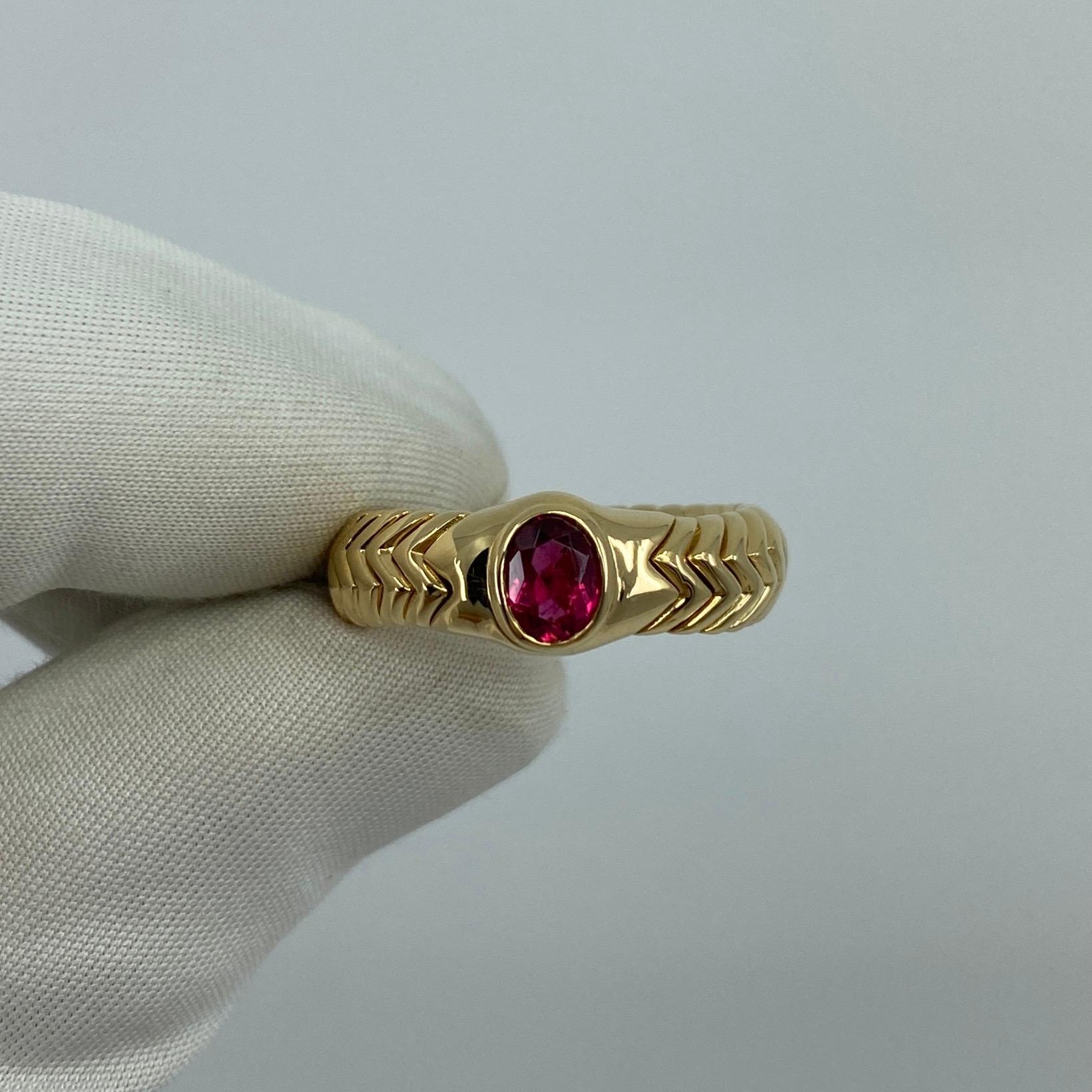 Rare Bvlgari Pink Tourmaline Serpenti Oval Cut 18 Karat Yellow Gold Flex Ring 6